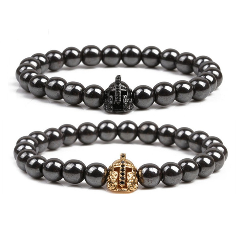 8MM Magnetic Hematite Samurai helmet Bracelet