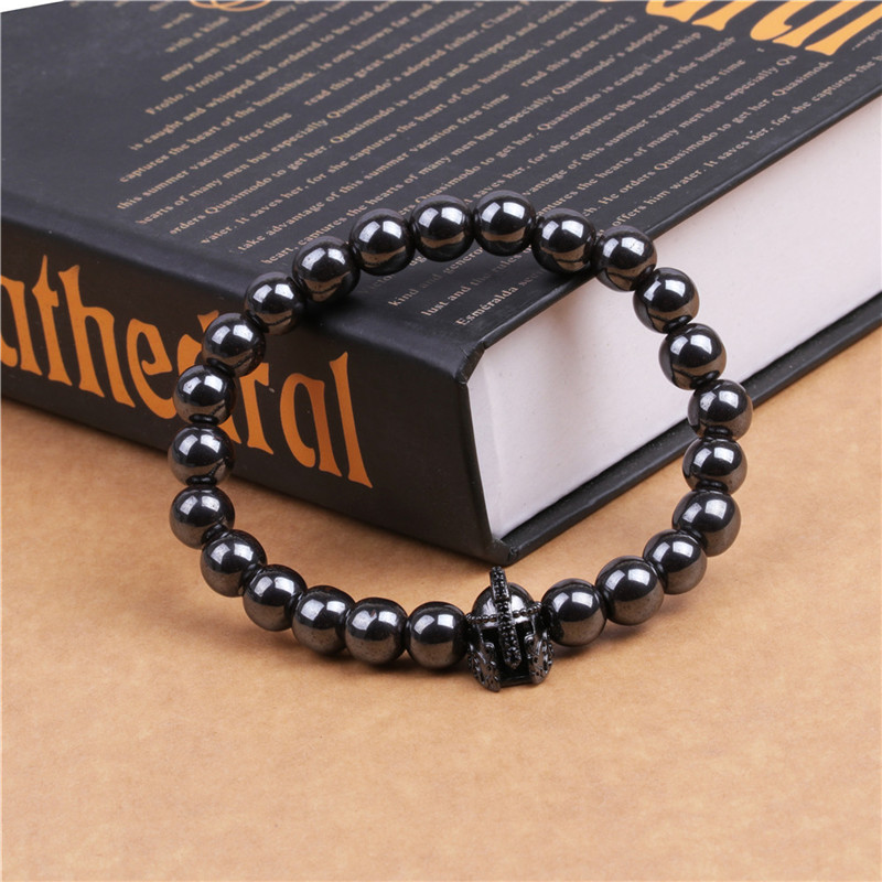 8MM Magnetic Hematite Samurai helmet Bracelet