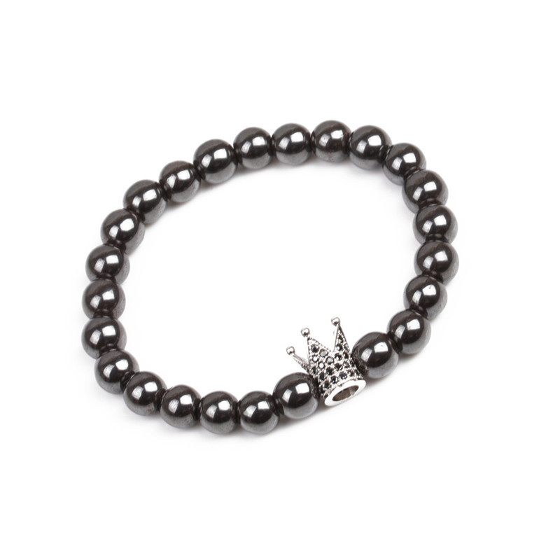 8MM Magnetic Hematite Crown Bracelet