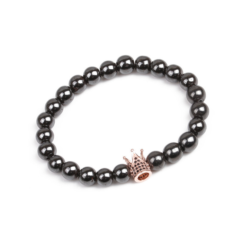 8MM Magnetic Hematite Crown Bracelet