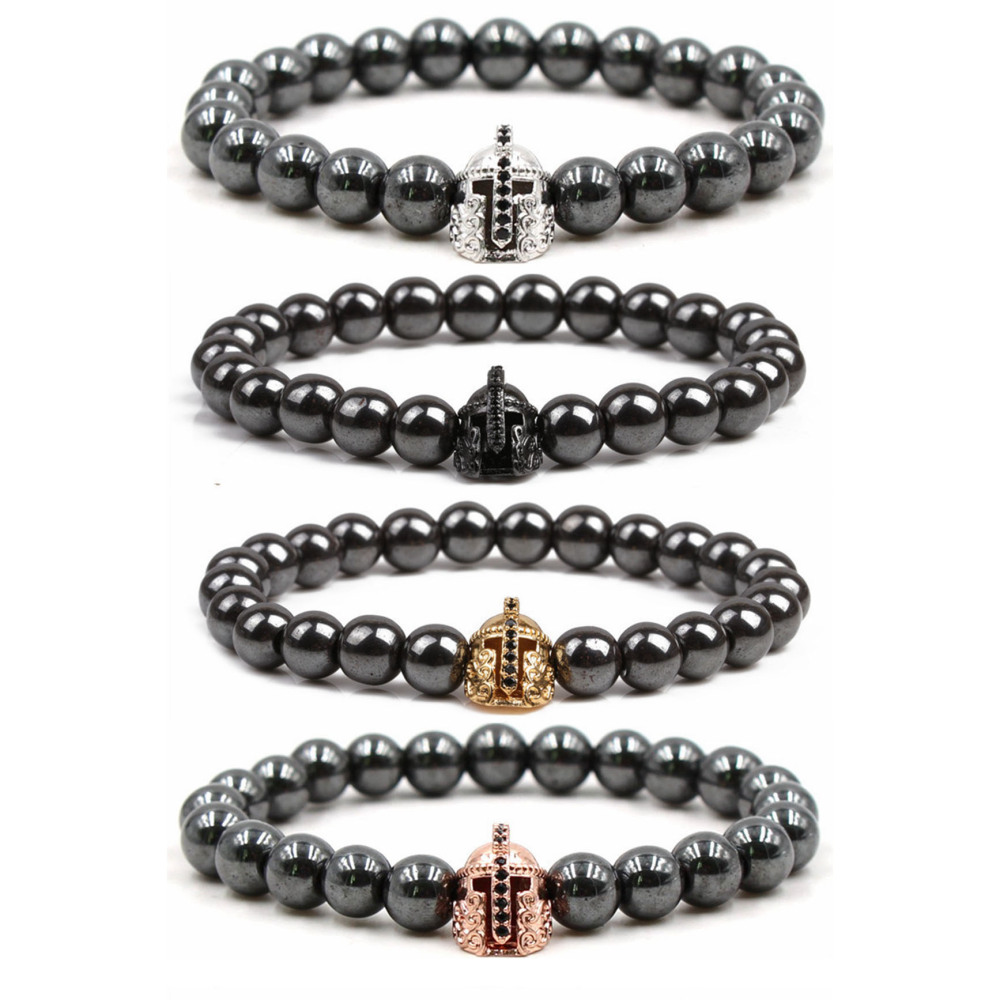 8MM Magnetic Hematite Samurai helmet Bracelet