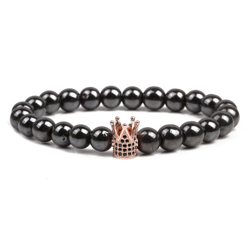 8MM Magnetic Hematite Crown Bracelet