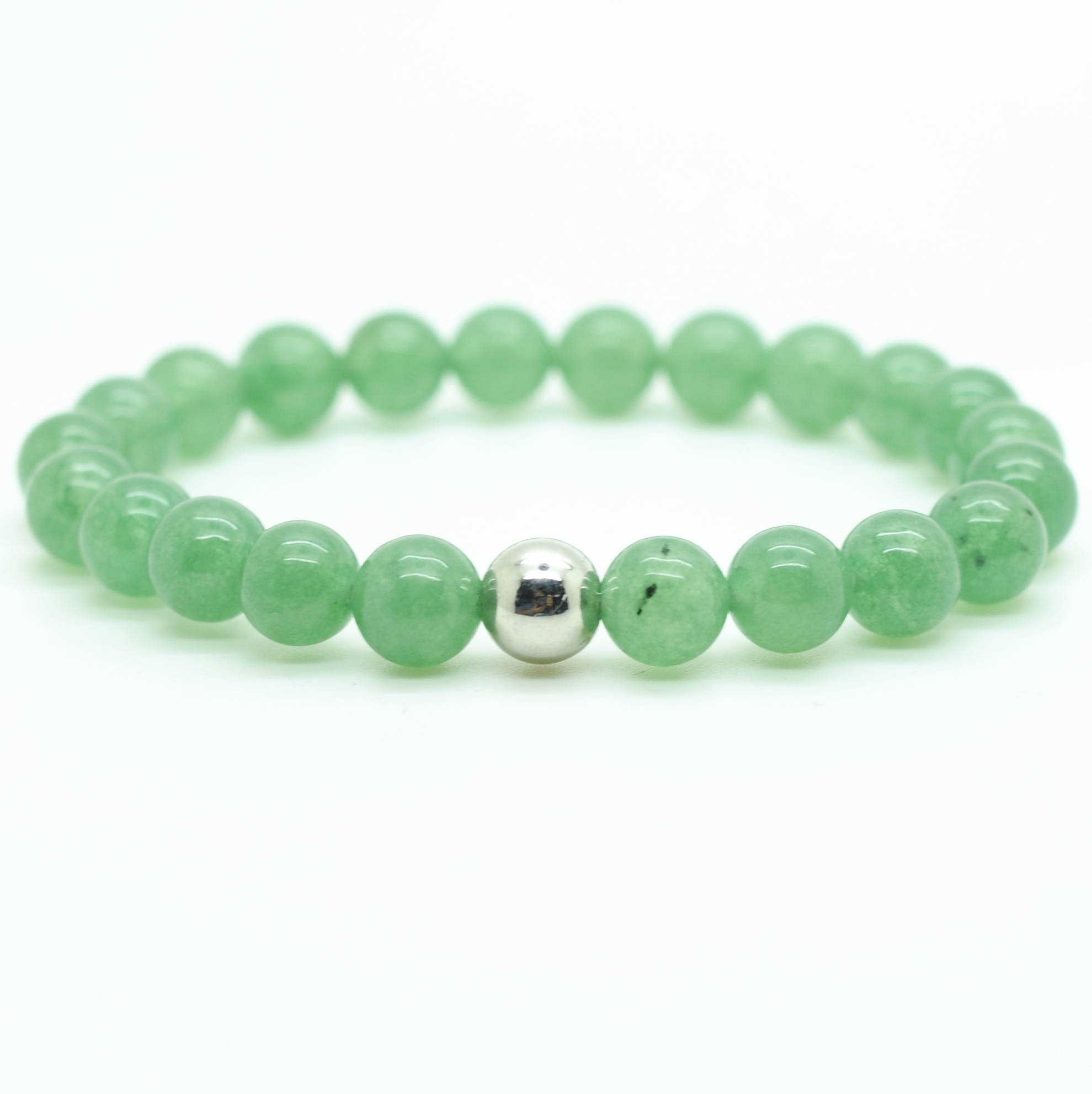 Fashion Silver  6MM And 8MM Round Beads Stone Bracelets