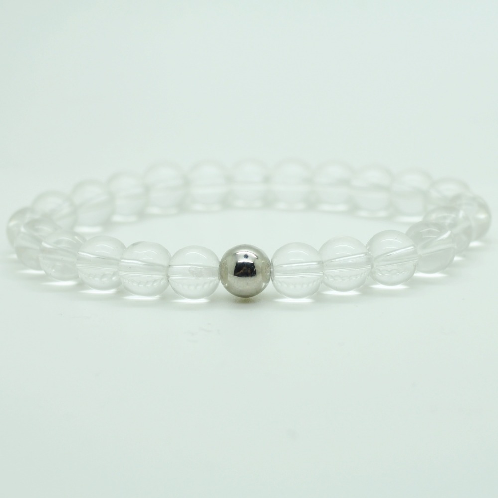 Fashion Silver  6MM And 8MM Round Beads Stone Bracelets