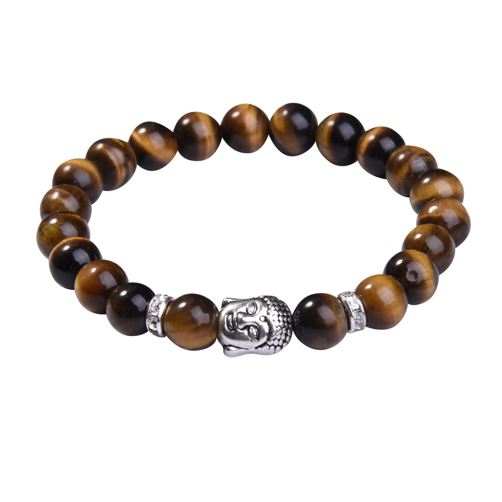 Fashion Silver  6MM And 8MM Round Beads Stone Bracelets