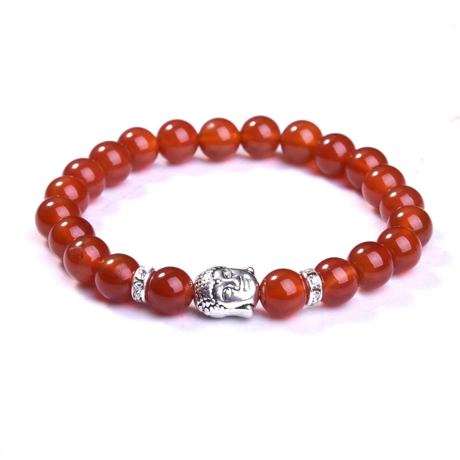 Fashion Silver  6MM And 8MM Round Beads Stone Bracelets