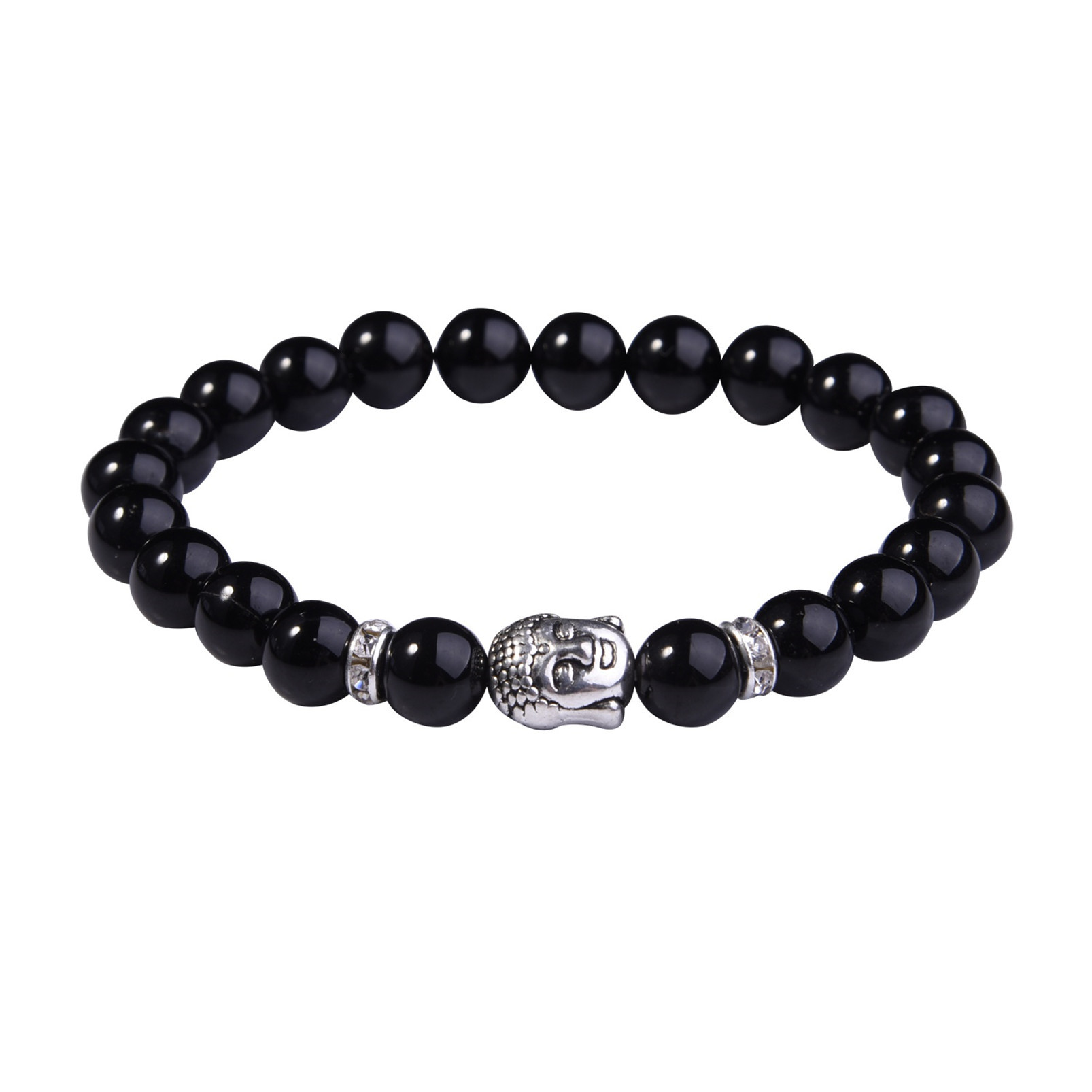 Fashion Silver  6MM And 8MM Round Beads Stone Bracelets