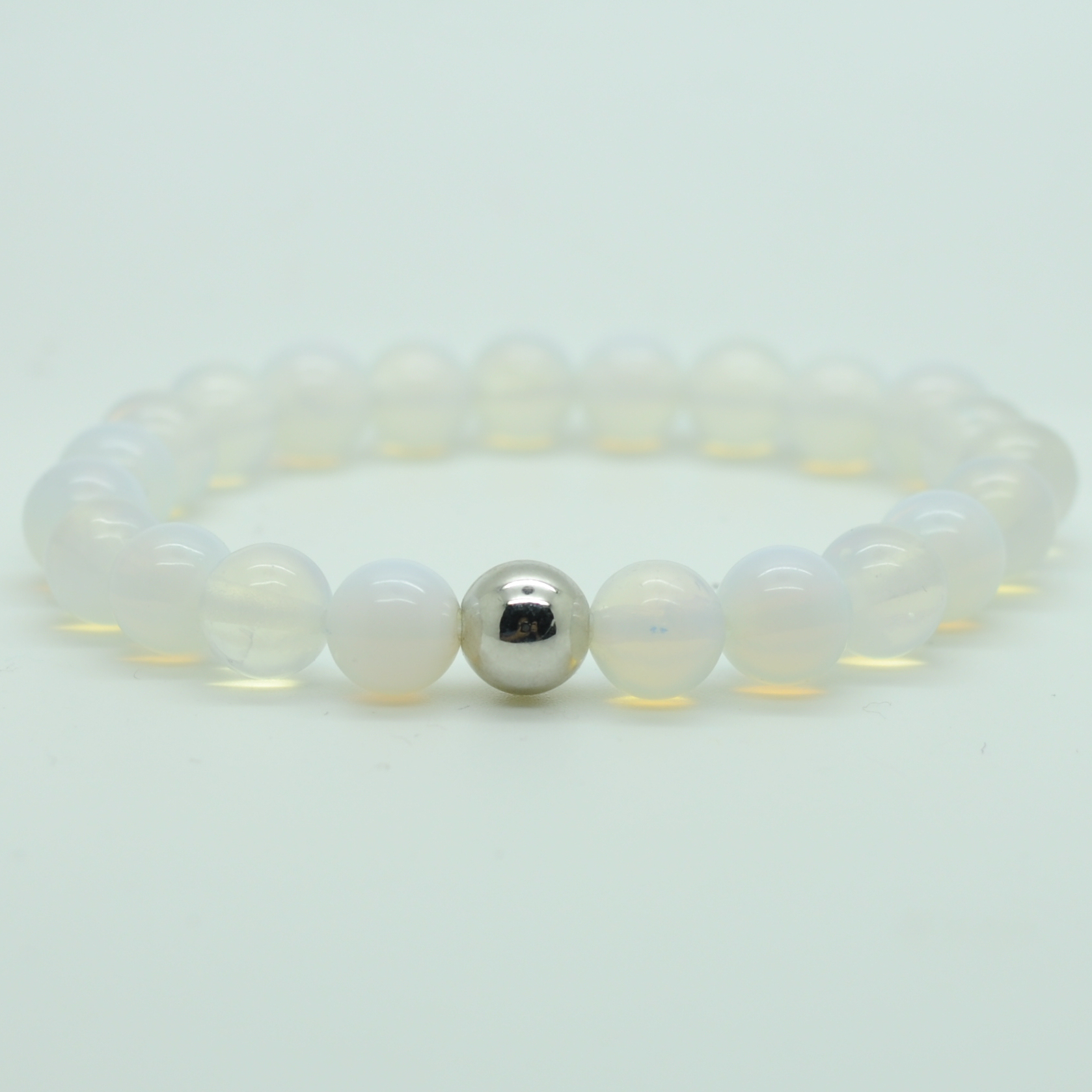 Fashion Silver  6MM And 8MM Round Beads Stone Bracelets