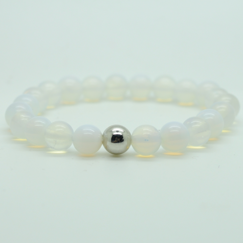 Fashion Silver  6MM And 8MM Round Beads Stone Bracelets