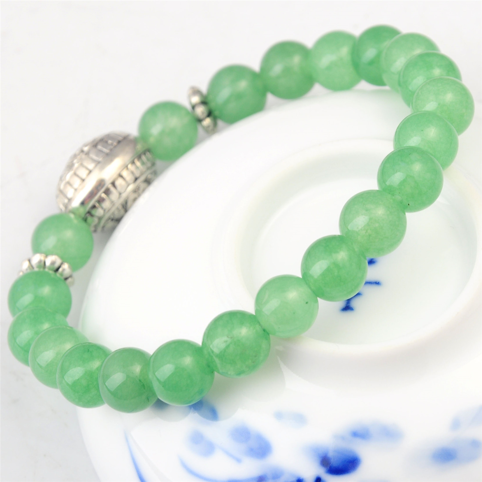 Fashion Silver Alloy 8MM Stone Bracelets