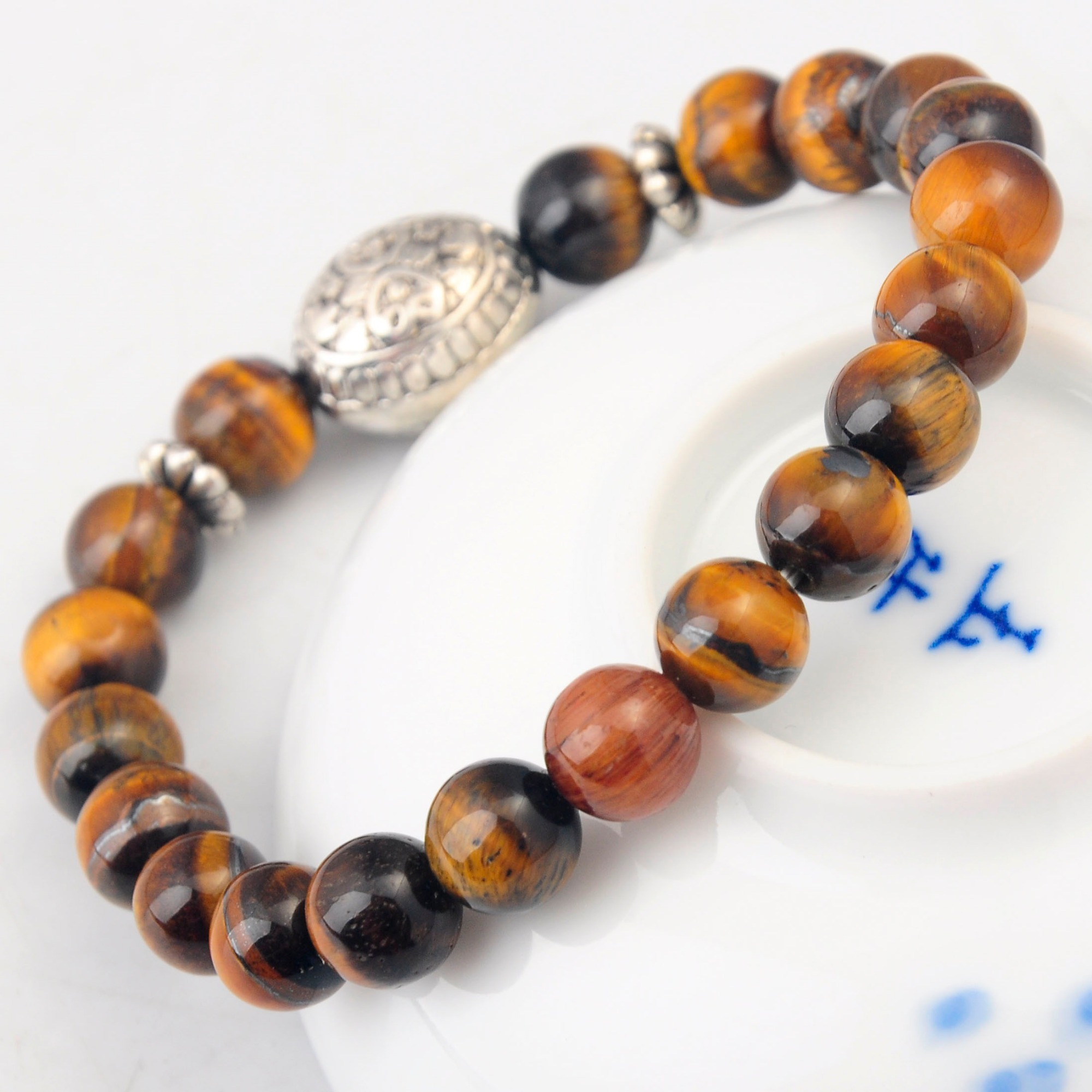 Fashion Silver Alloy 8MM Stone Bracelets