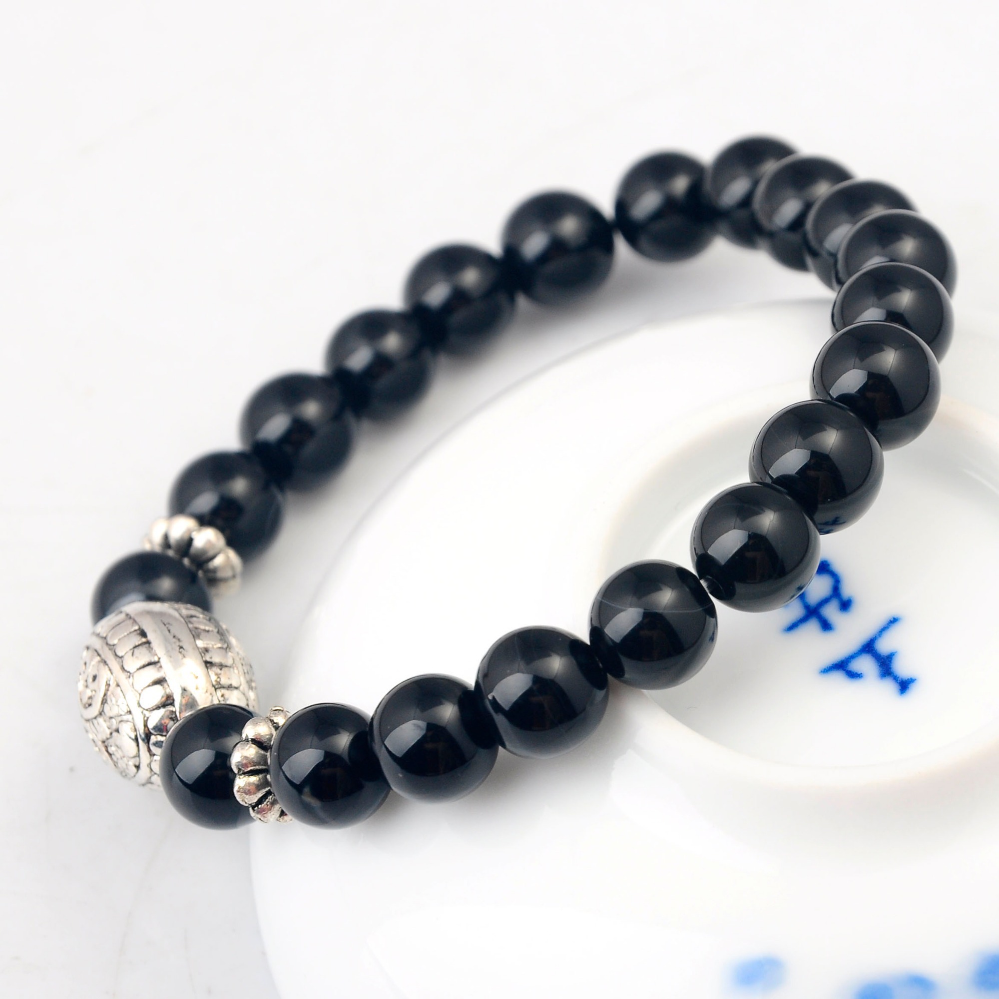 Fashion Silver Alloy 8MM Stone Bracelets