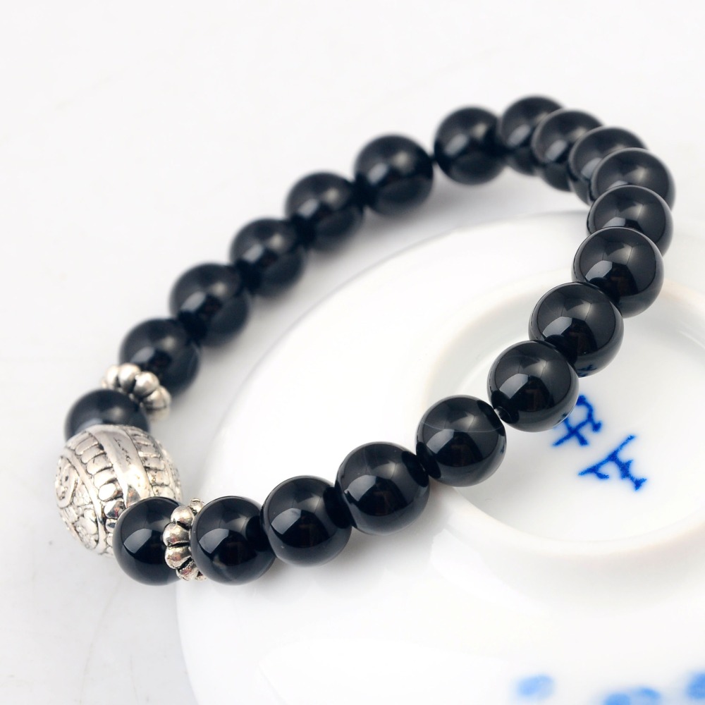 Fashion Silver Alloy 8MM Stone Bracelets