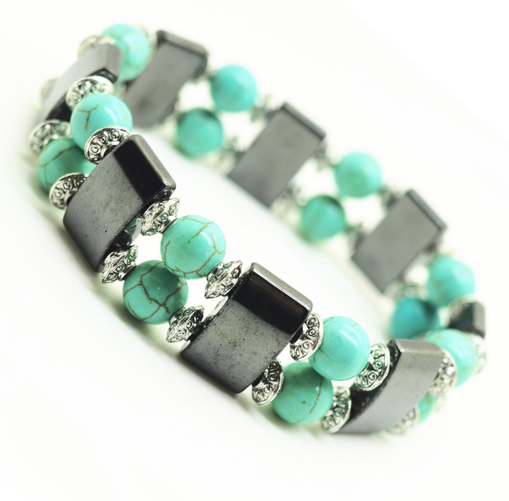 Fashion Alloy Round Beads And Magnetic Hematite  Spacer Bracelet