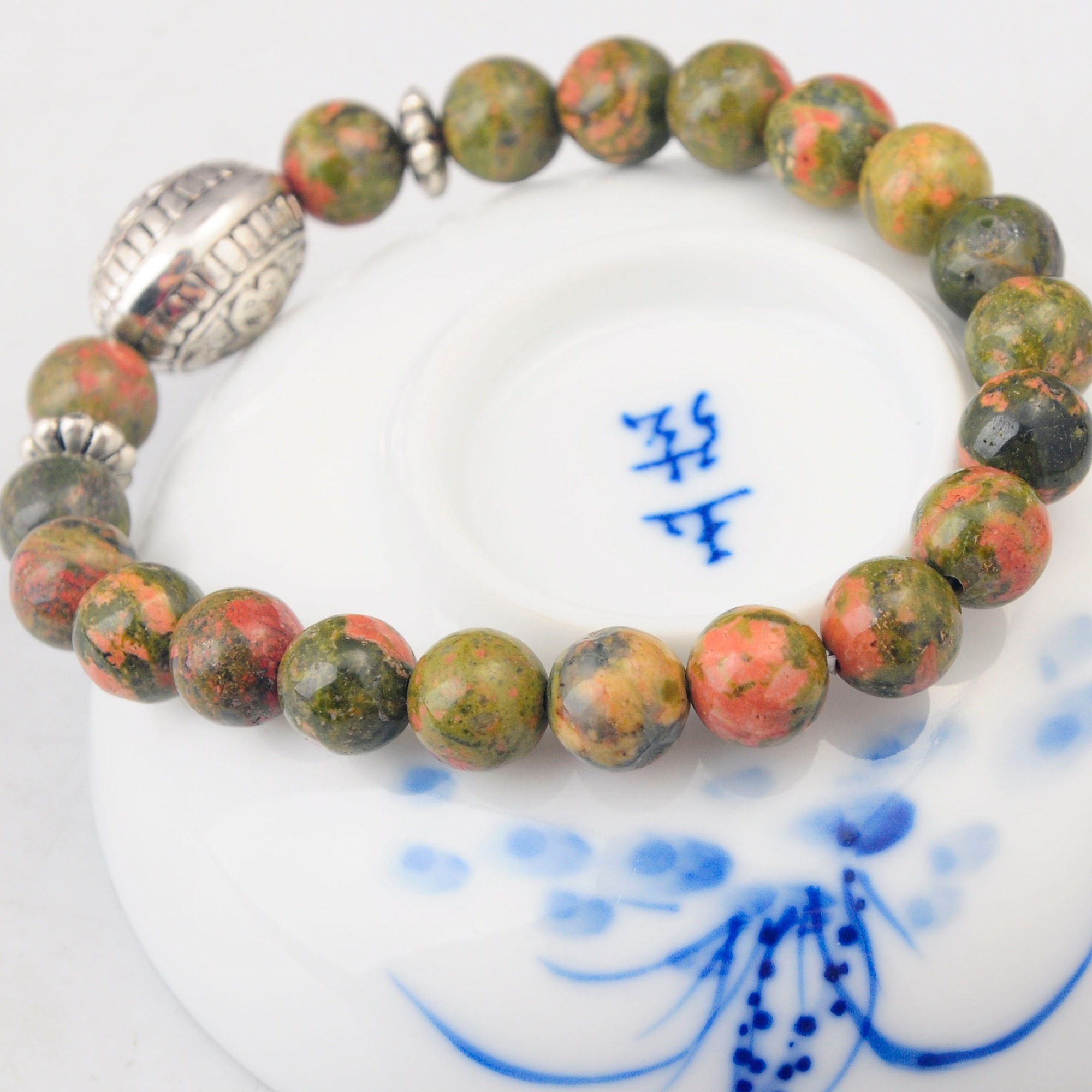 Fashion Silver Alloy 8MM Stone Bracelets