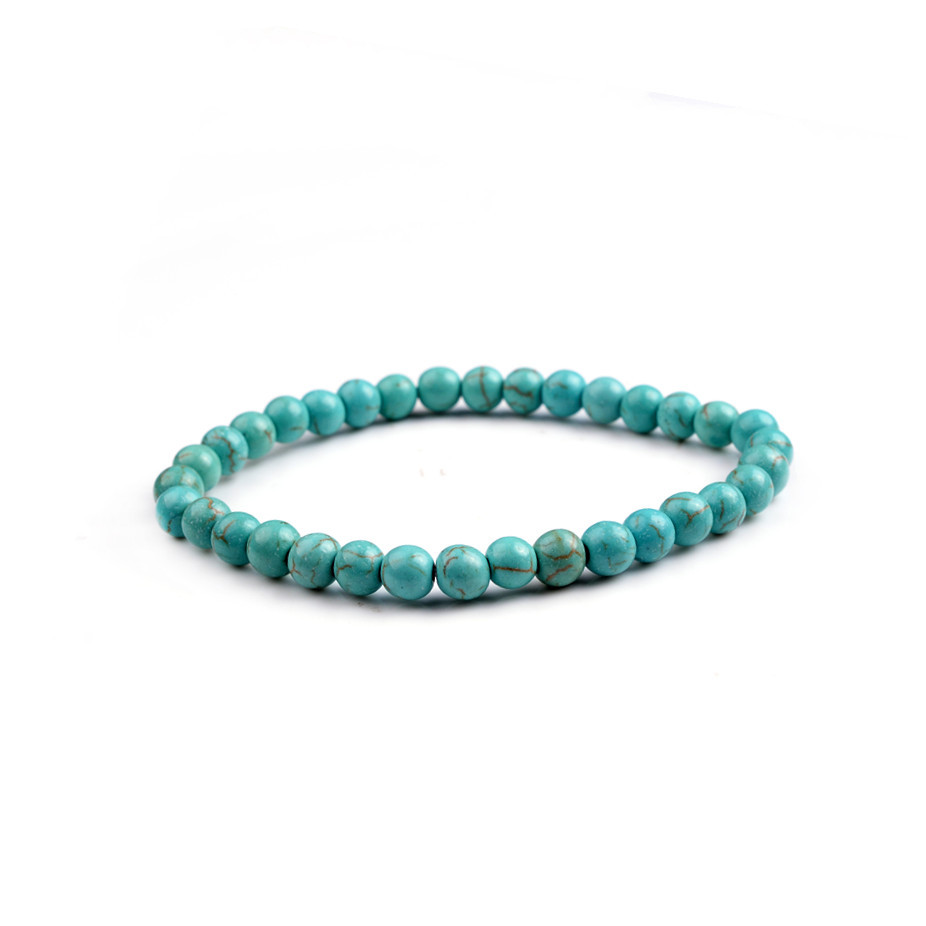 Handmade Gem Semi Precious Gemstone 6mm Round Beads Stretch Bracelet