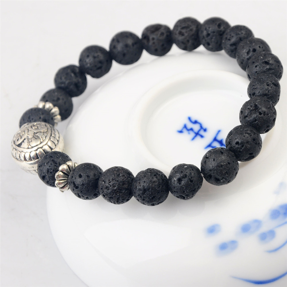 Fashion Silver Alloy 8MM Stone Bracelets