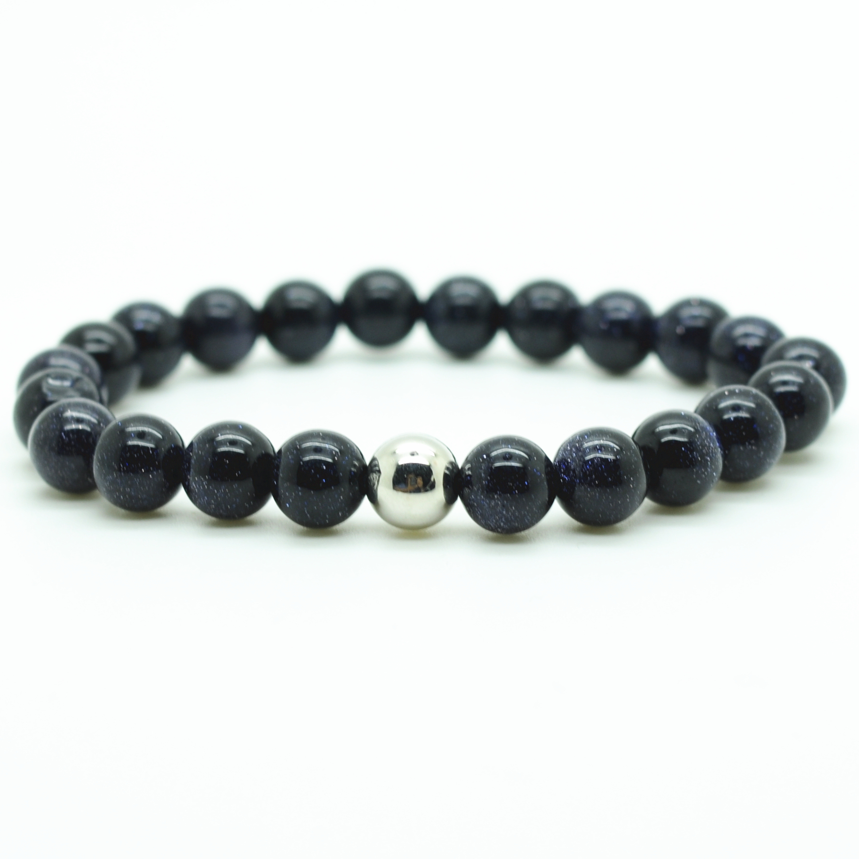 Fashion Silver  6MM And 8MM Round Beads Stone Bracelets
