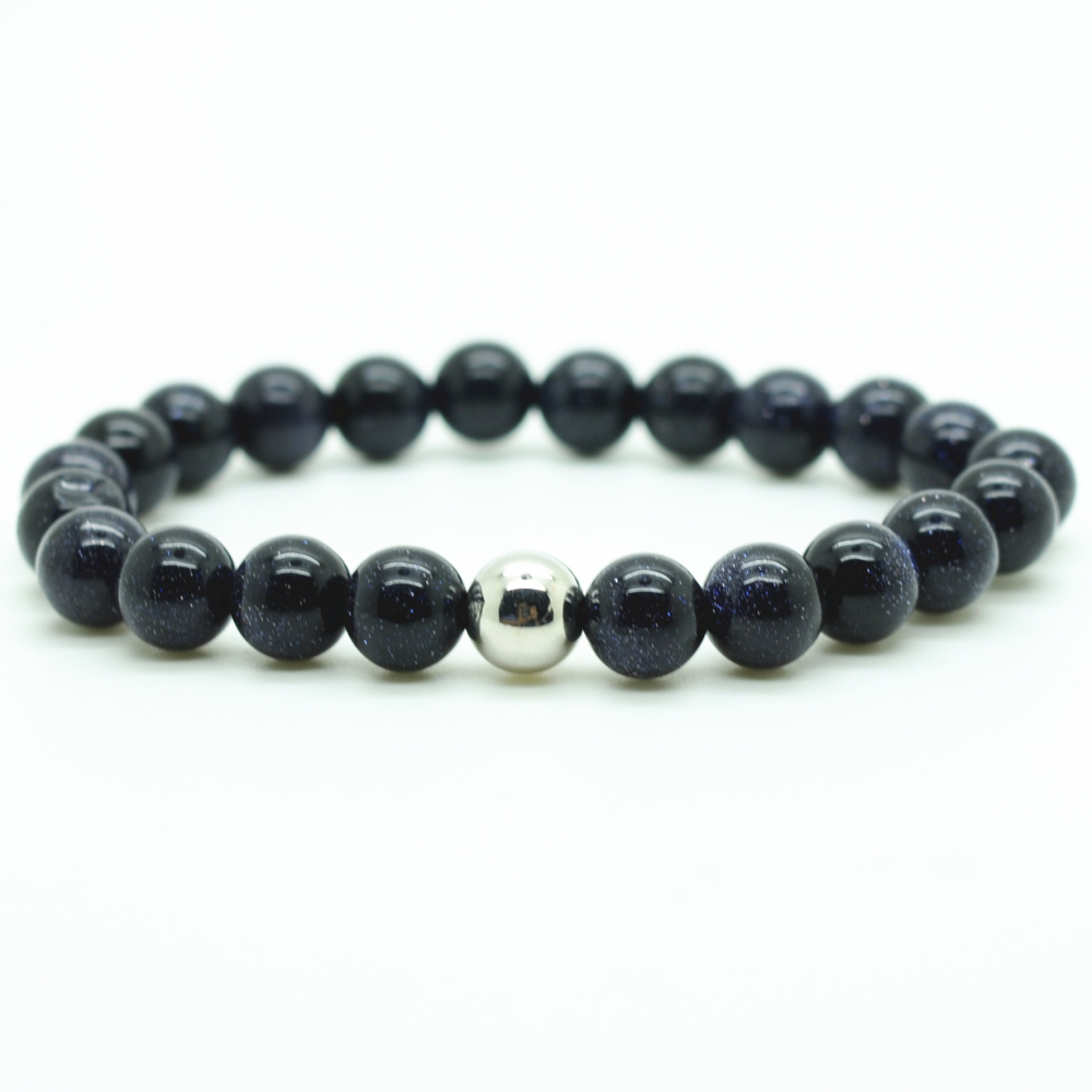 Fashion Silver  6MM And 8MM Round Beads Stone Bracelets