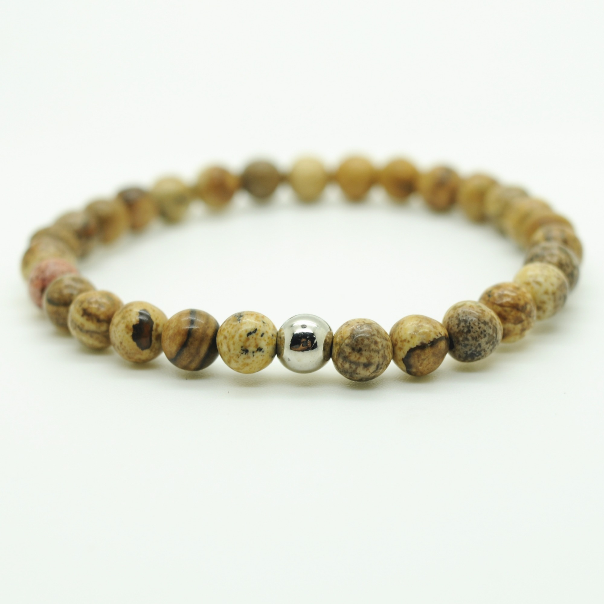 Fashion Silver  6MM And 8MM Round Beads Stone Bracelets