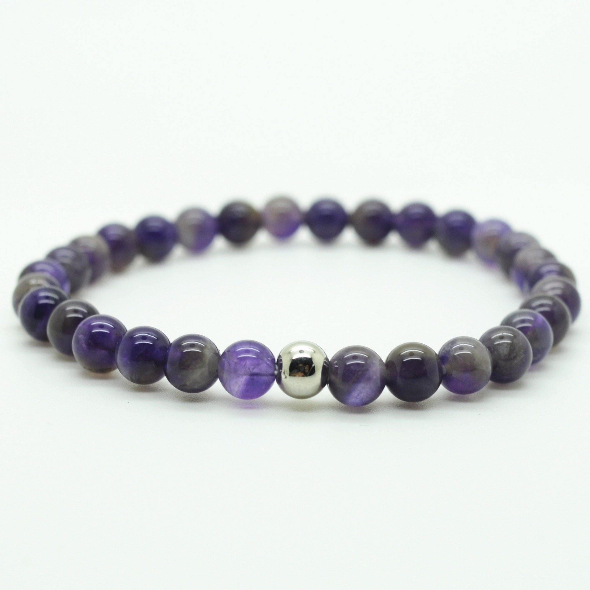 Fashion Silver  6MM And 8MM Round Beads Stone Bracelets