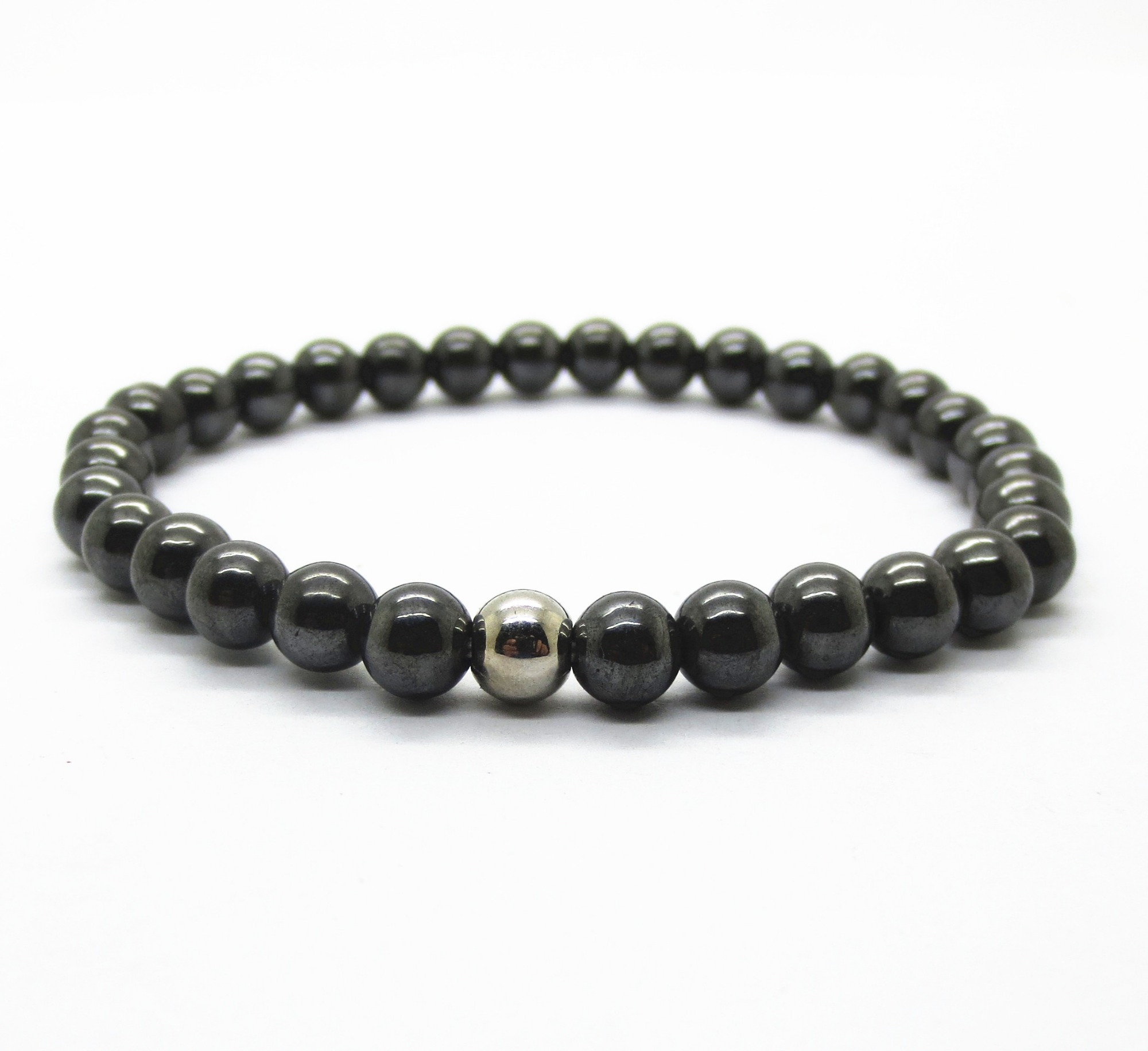 Fashion Silver  6MM And 8MM Round Beads Stone Bracelets