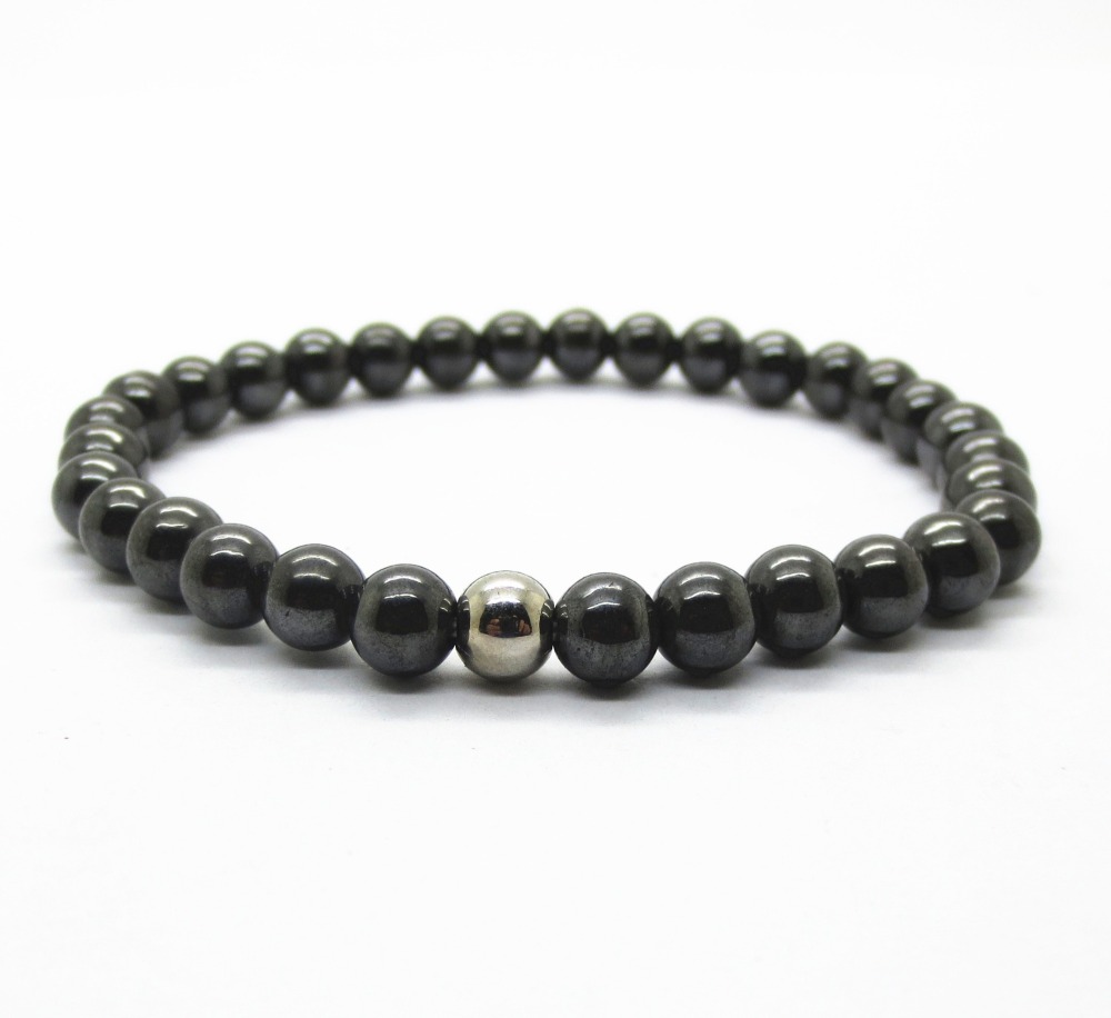 Fashion Silver  6MM And 8MM Round Beads Stone Bracelets