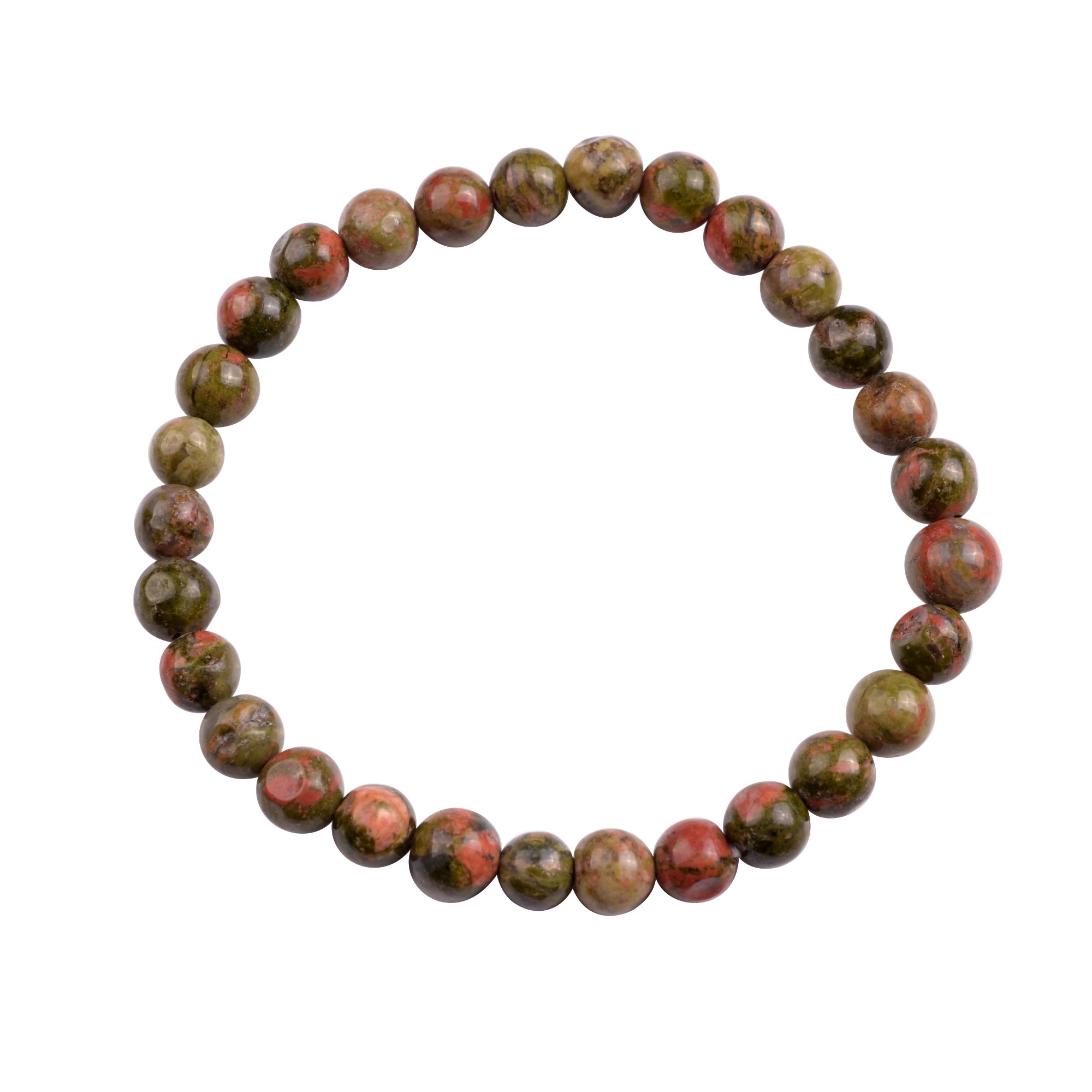 Handmade Gem Semi Precious Gemstone 6mm Round Beads Stretch Bracelet