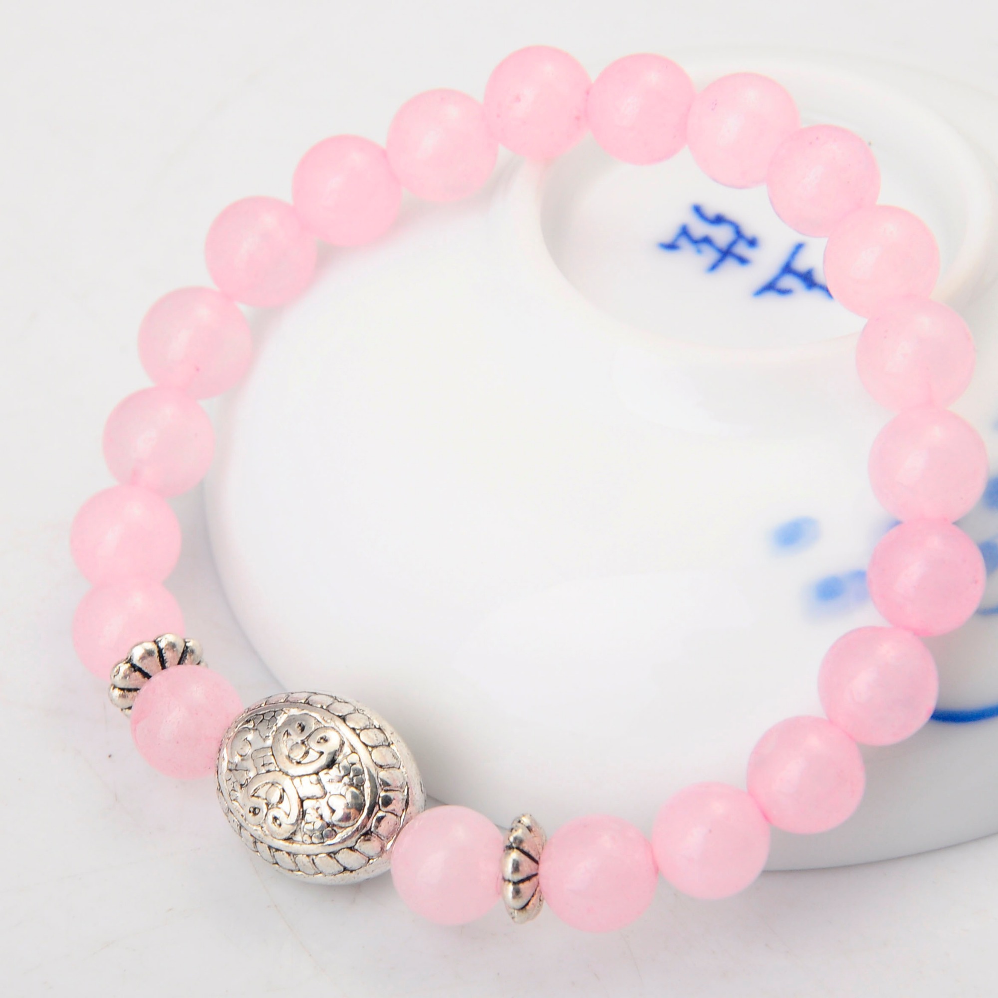 Fashion Silver Alloy 8MM Stone Bracelets