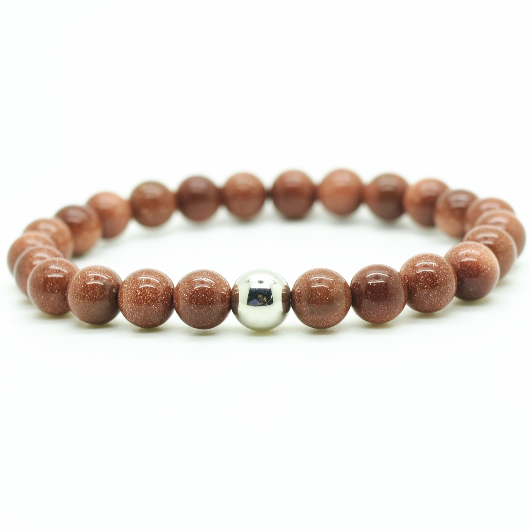 Fashion Silver  6MM And 8MM Round Beads Stone Bracelets
