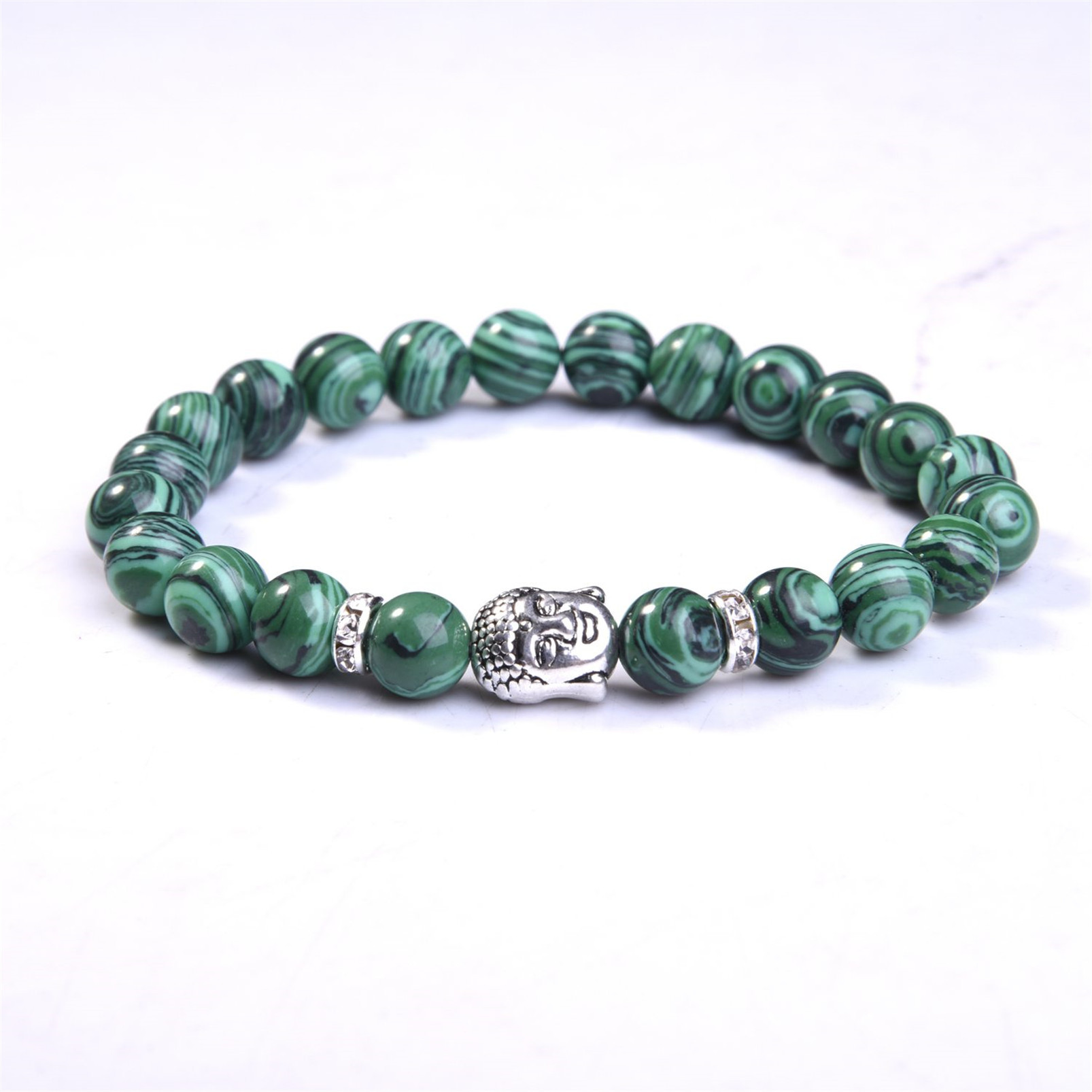 Aquatic Agent 8MM Buddha Head Stone Bracelets