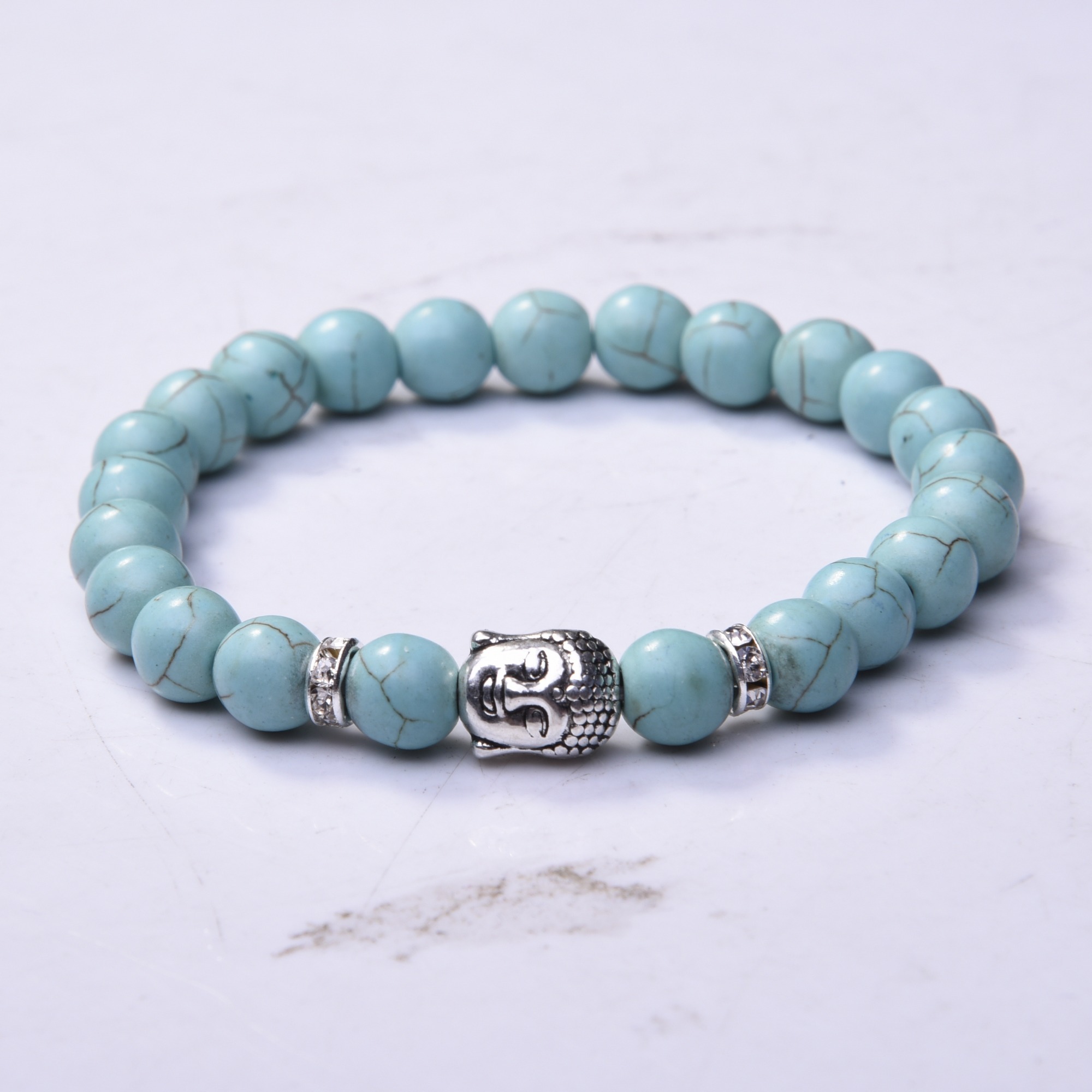 Aquatic Agent 8MM Buddha Head Stone Bracelets