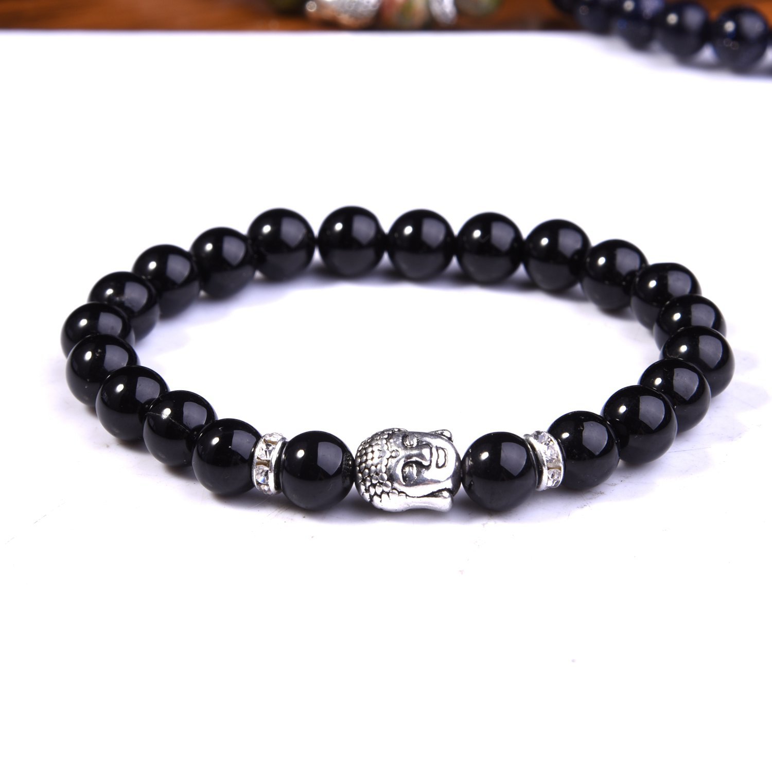 Aquatic Agent 8MM Buddha Head Stone Bracelets