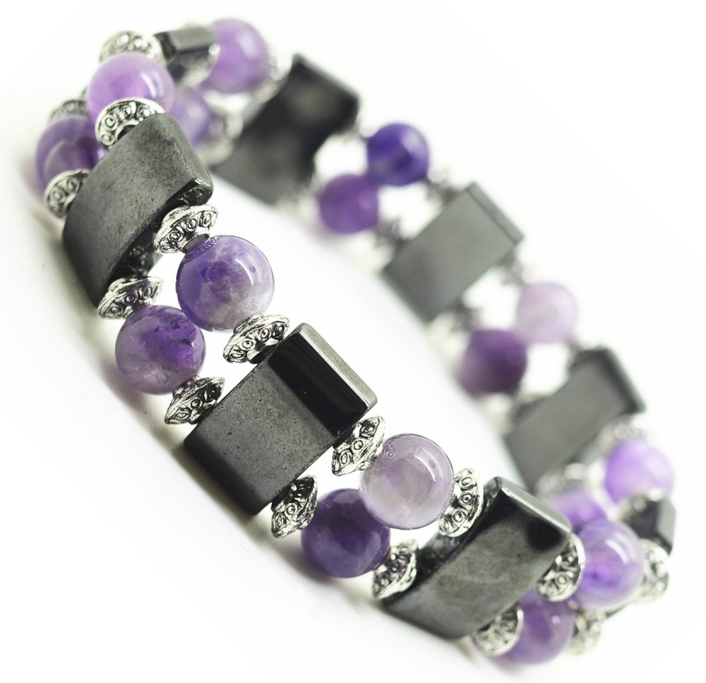 Fashion Alloy Round Beads And Magnetic Hematite  Spacer Bracelet