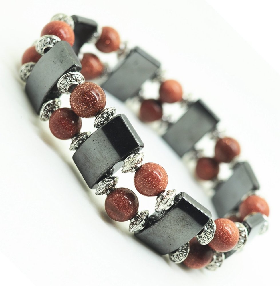 Fashion Alloy Round Beads And Magnetic Hematite  Spacer Bracelet