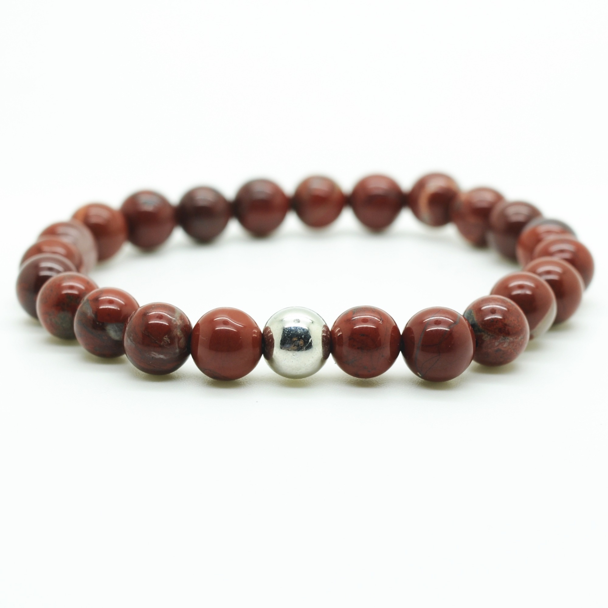 Fashion Silver  6MM And 8MM Round Beads Stone Bracelets
