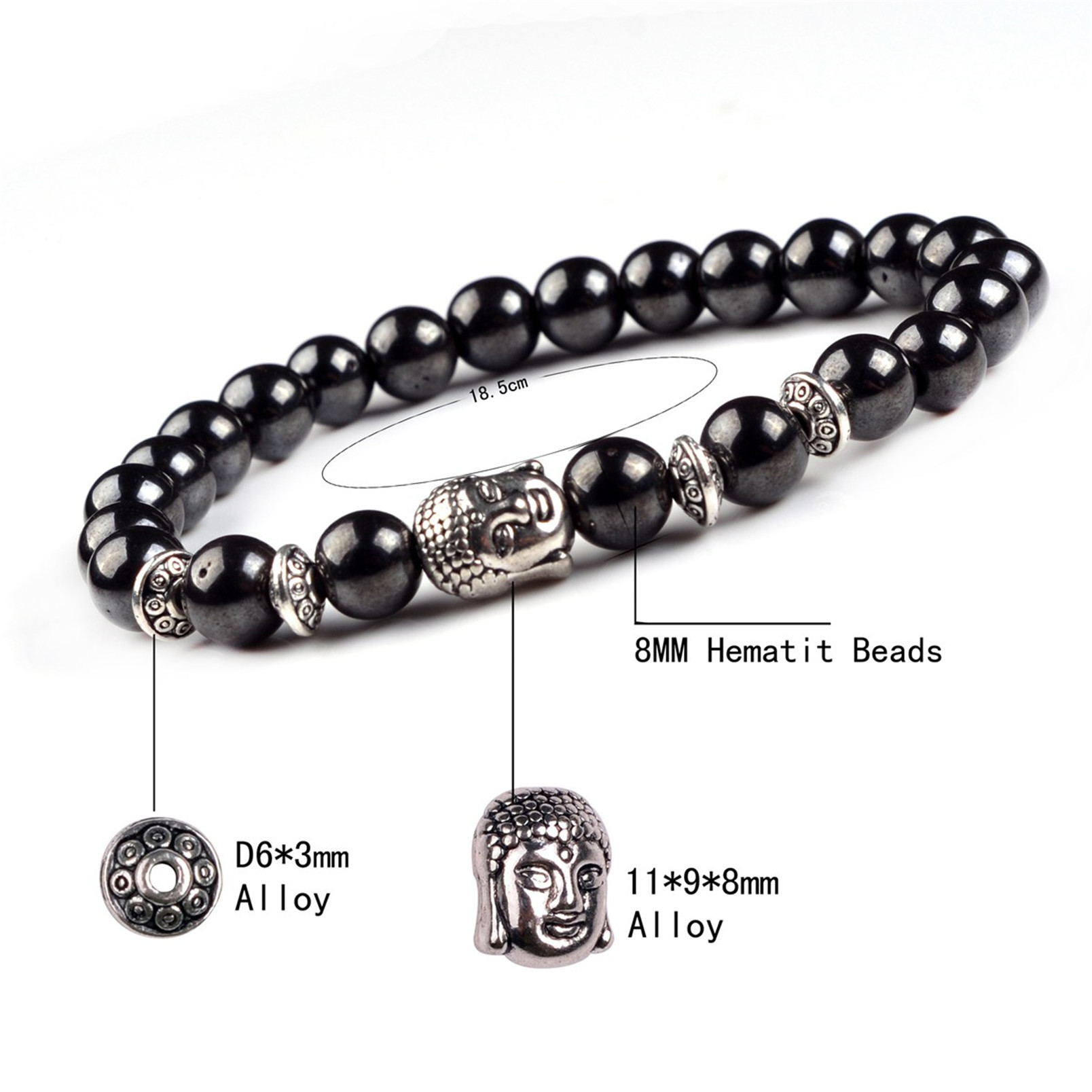 Aquatic Agent 8MM Buddha Head Stone Bracelets