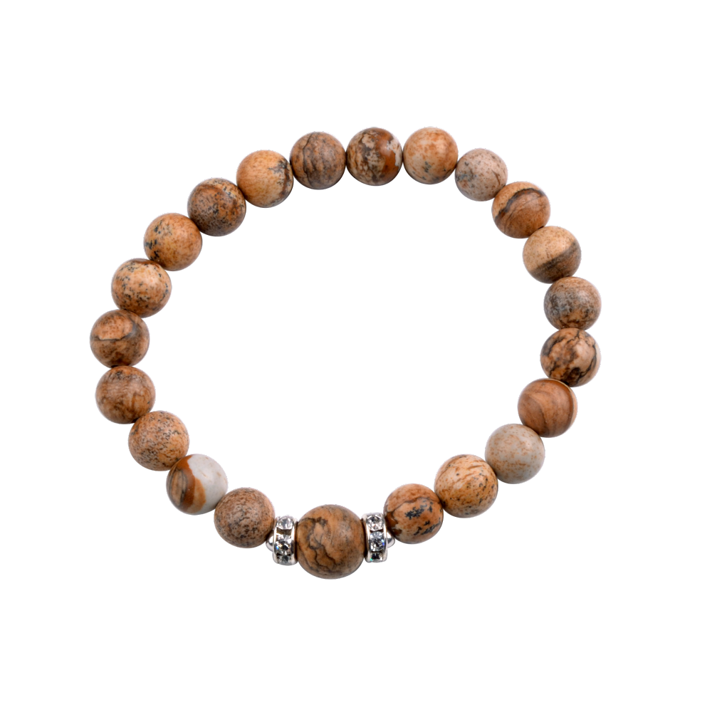 Fashion Alloy Chakra Stone 8MM Round Beads Bracelet with 10MM