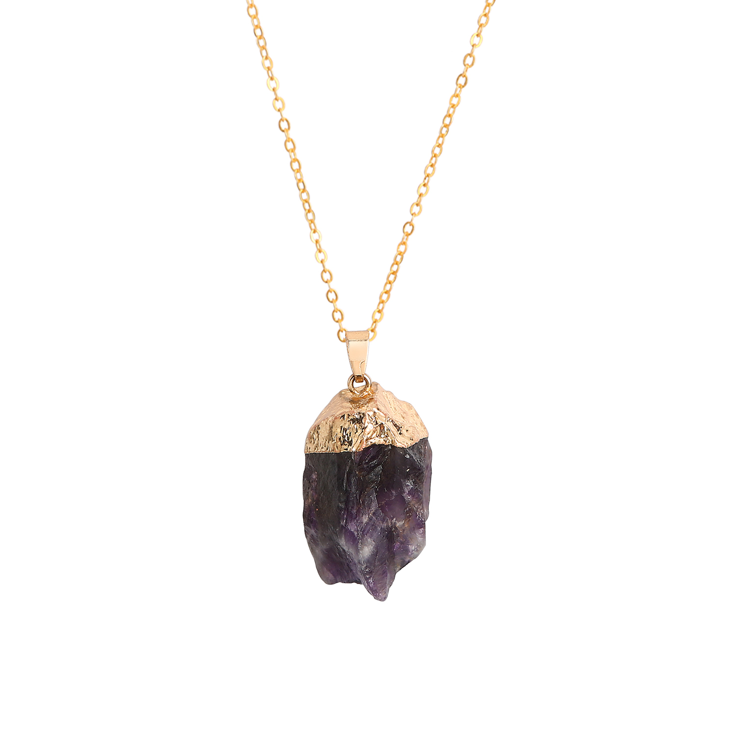 Gold Natural Raw Crystal Nugget Pendant