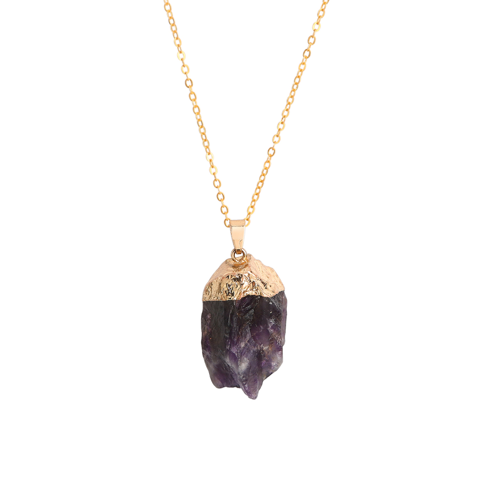 Gold Natural Raw Crystal Nugget Pendant