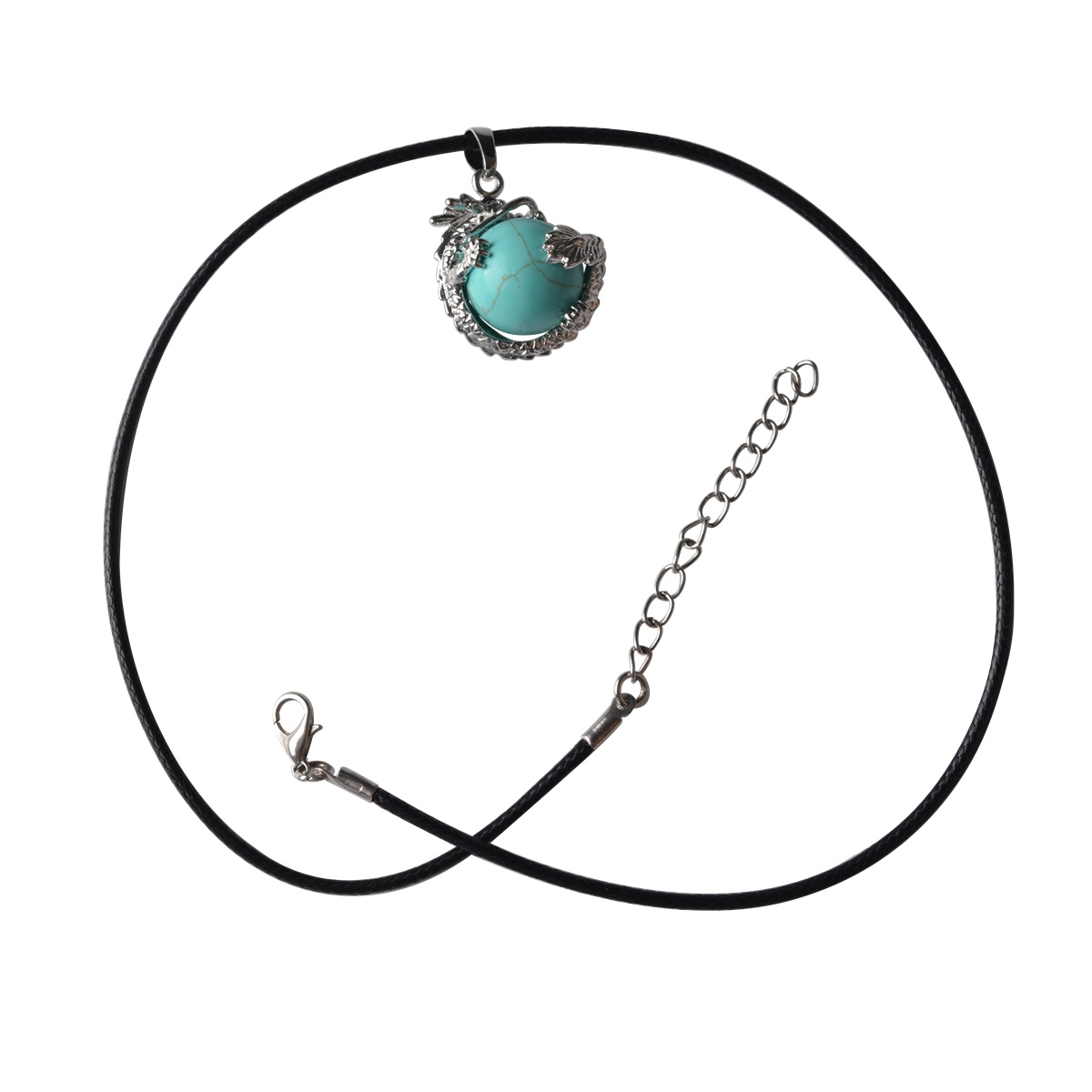 15MM Gemstone Wrapped Sphere Dragon Pendant Necklace