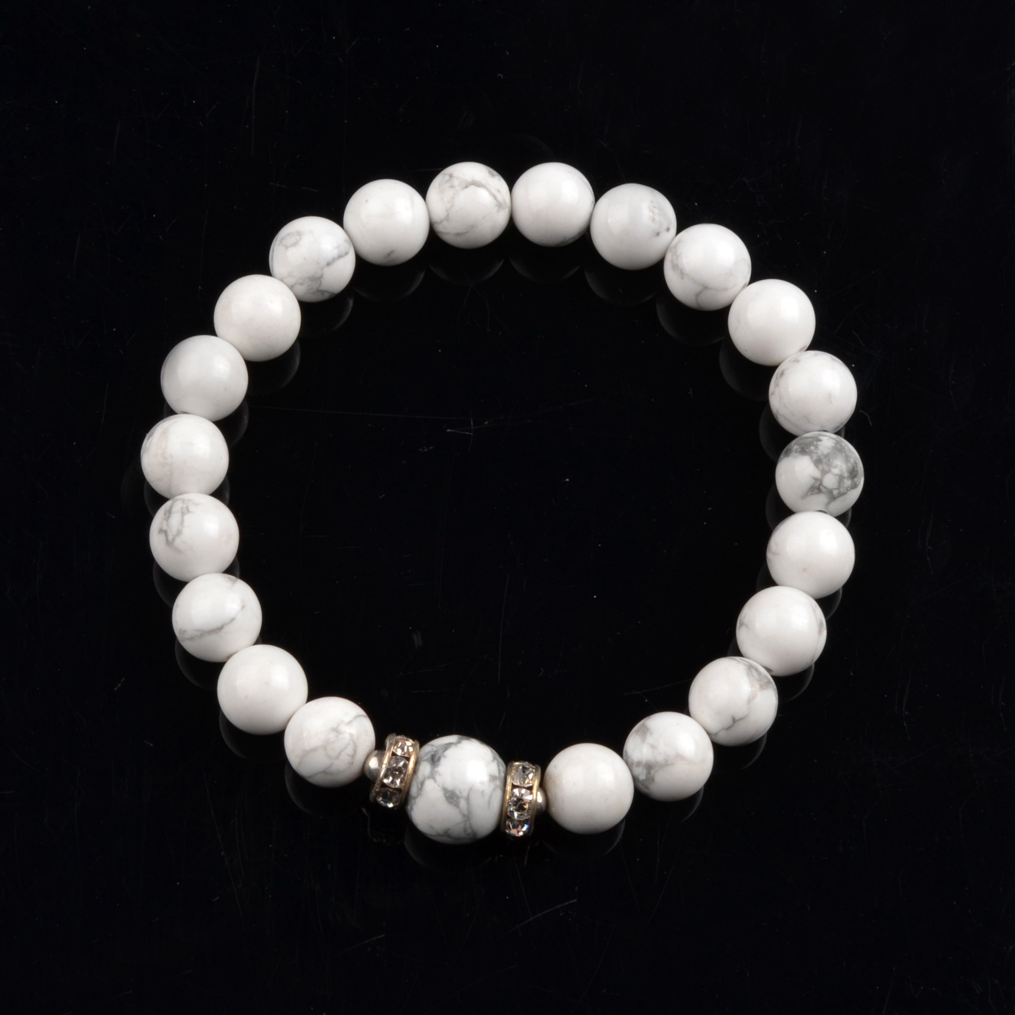 Fashion Alloy Chakra Stone 8MM Round Beads Bracelet with 10MM