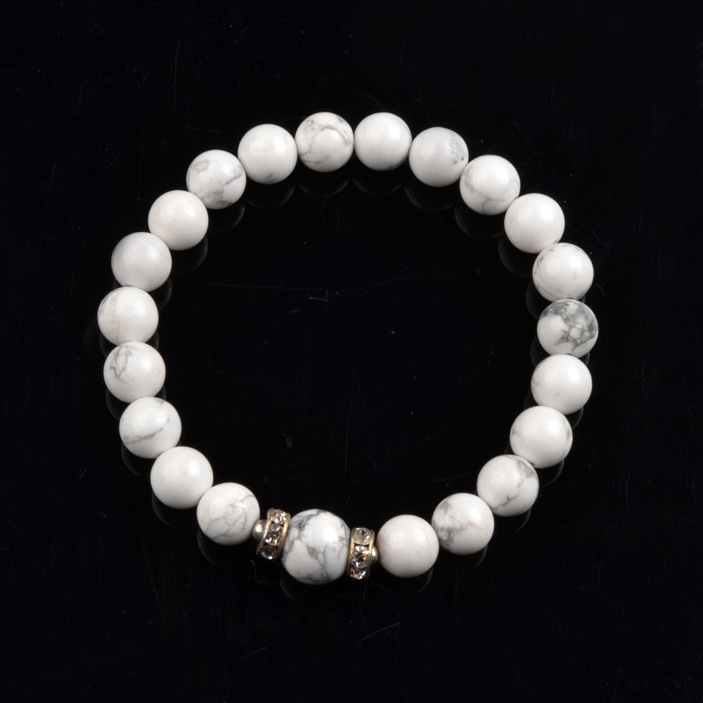Fashion Alloy Chakra Stone 8MM Round Beads Bracelet with 10MM