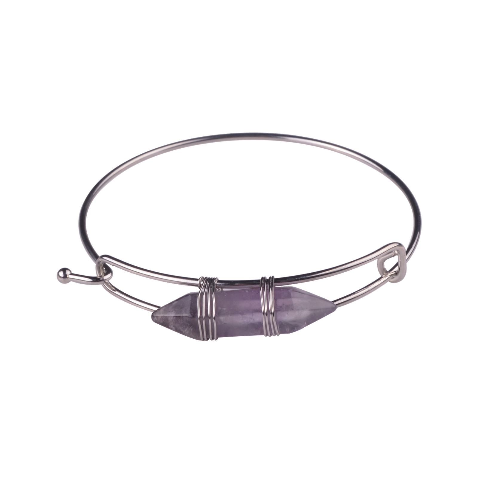 Fashion Amethyst hexagonal steel bracelet-Silver and Gold