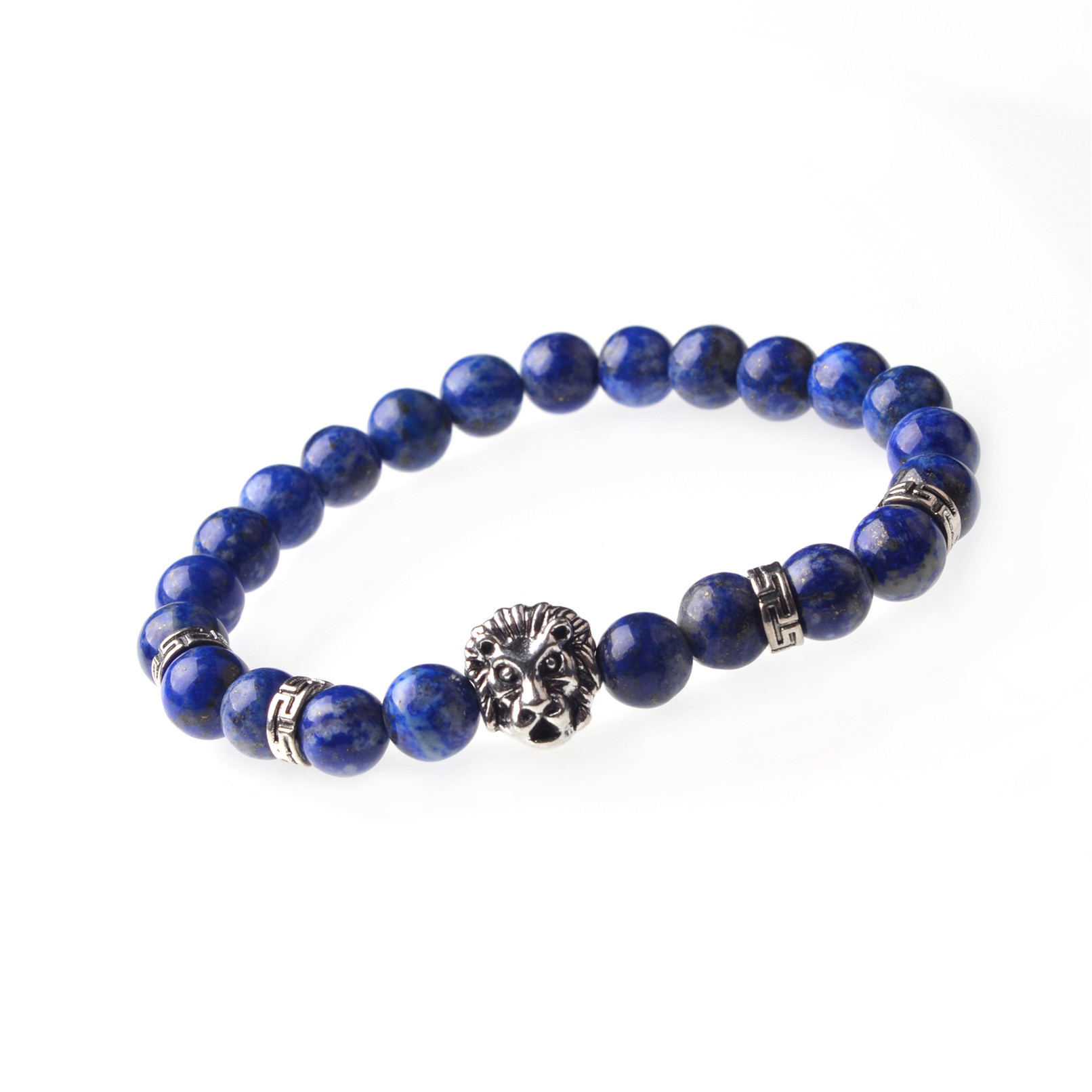 8MM Natural Stone Lion Head Jewel Bracelet With Alloy