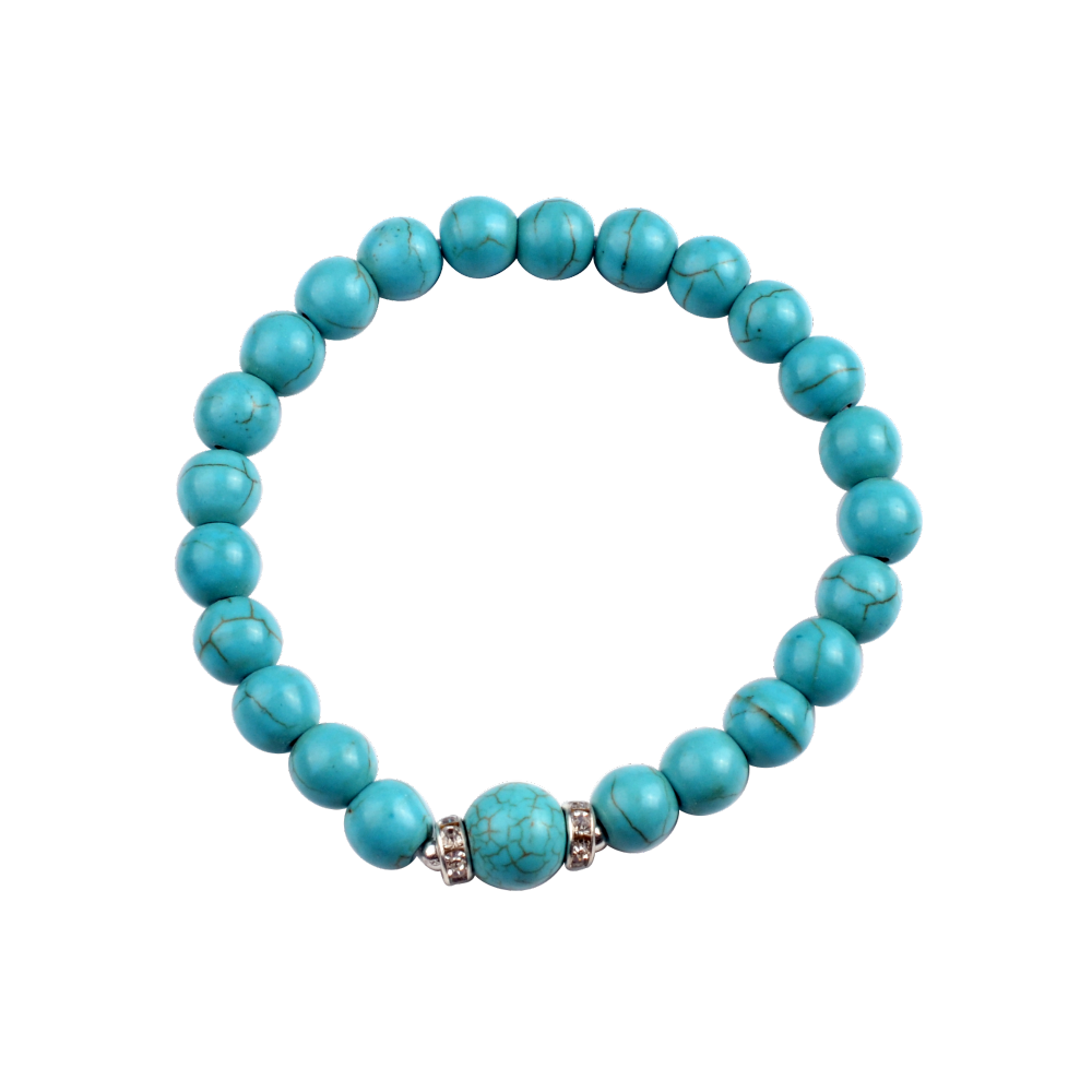 Fashion Alloy Chakra Stone 8MM Round Beads Bracelet with 10MM