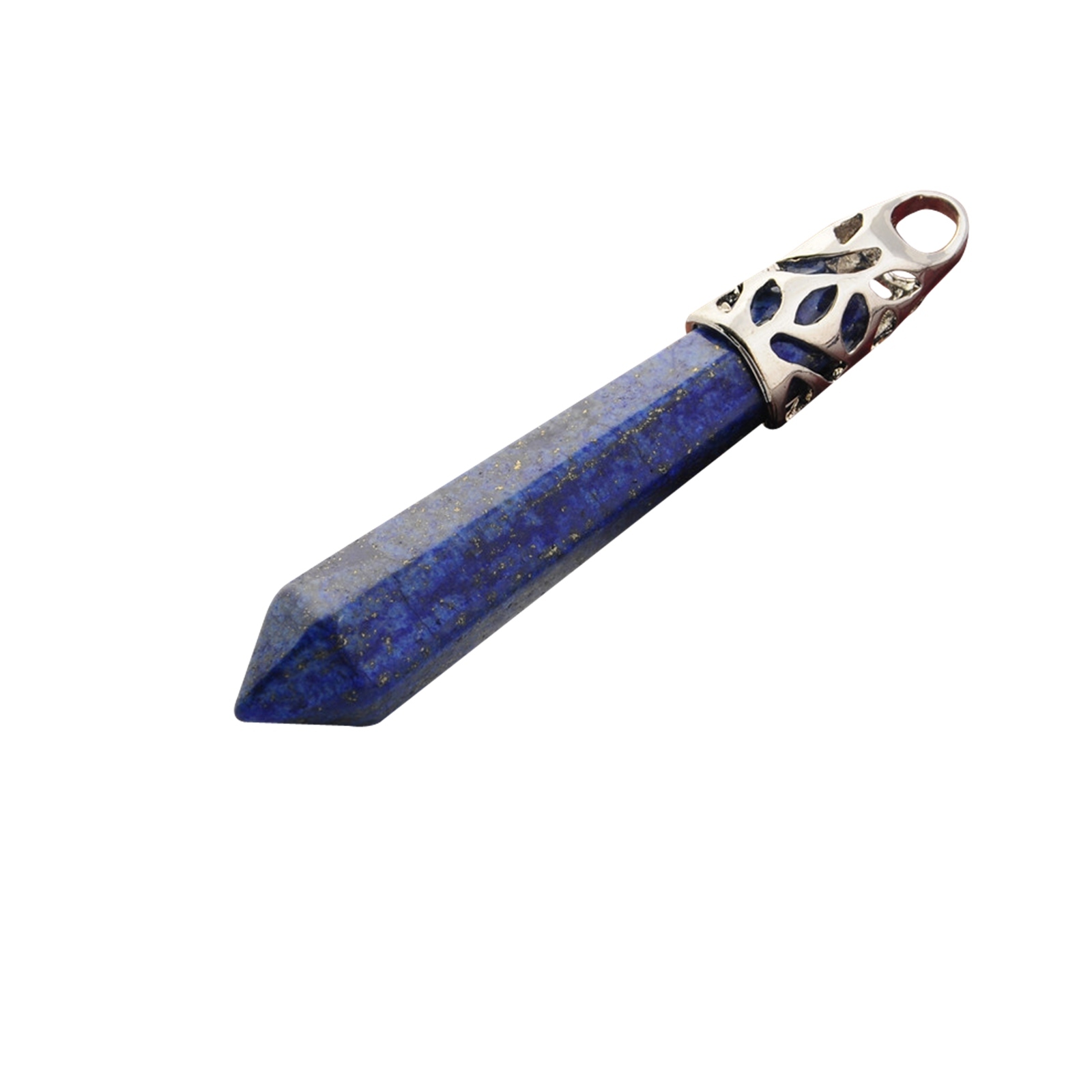 Hexagonal Cylinder Gemstone  Pendant with Silver Findings