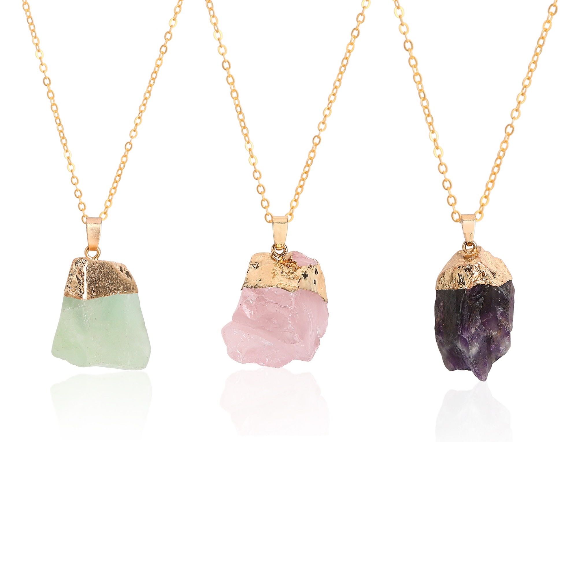 Gold Natural Raw Crystal Nugget Pendant