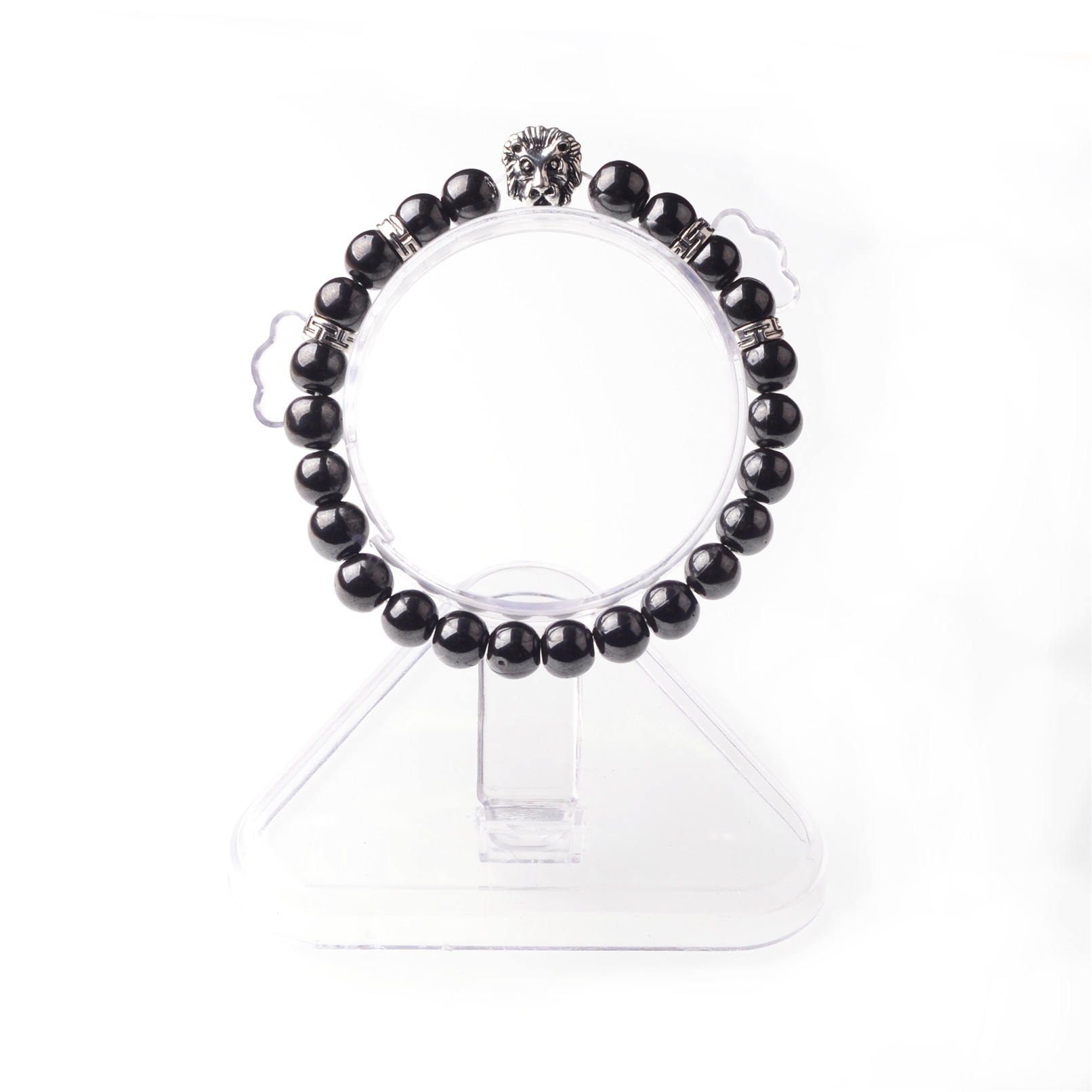8MM Natural Stone Lion Head Jewel Bracelet With Alloy