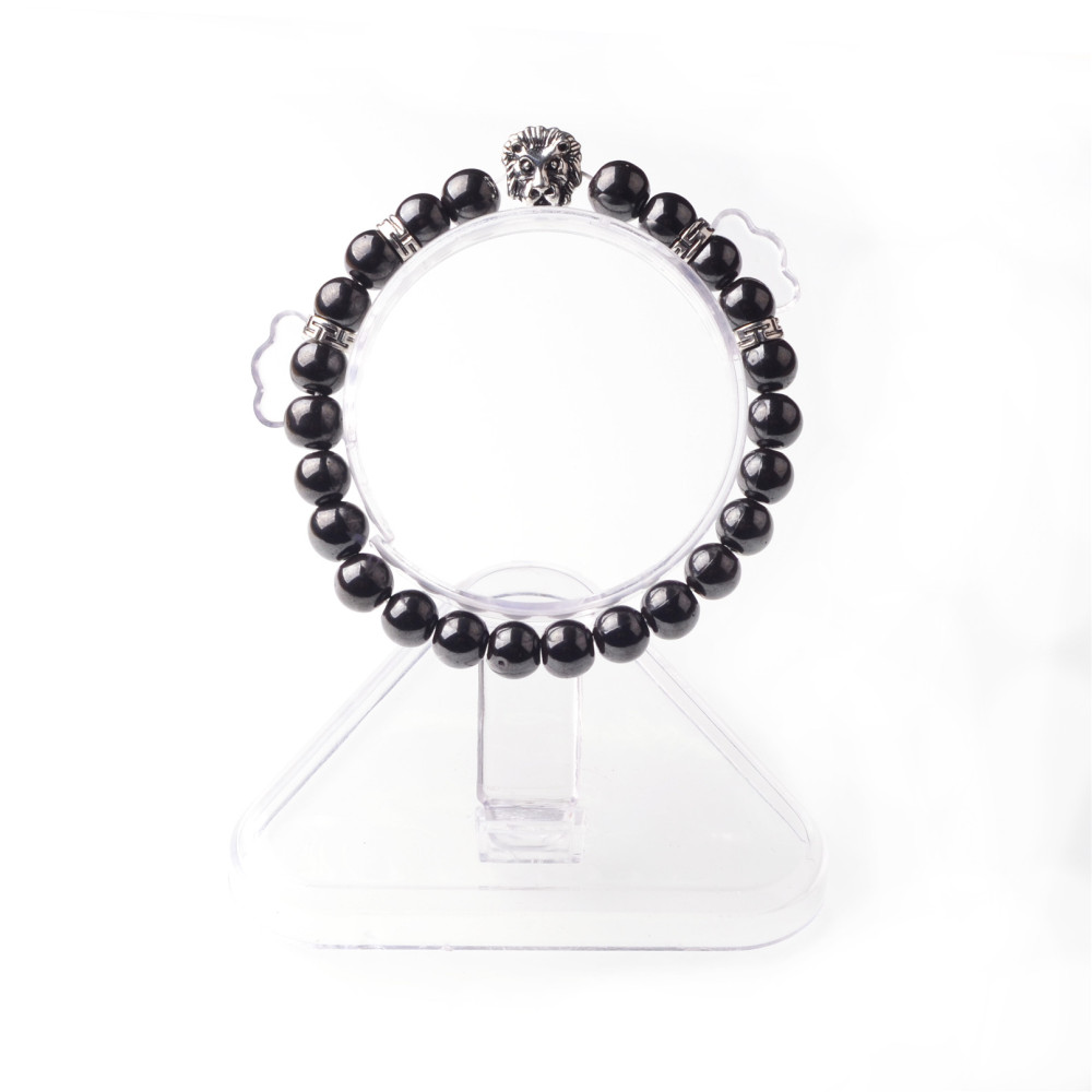 8MM Natural Stone Lion Head Jewel Bracelet With Alloy